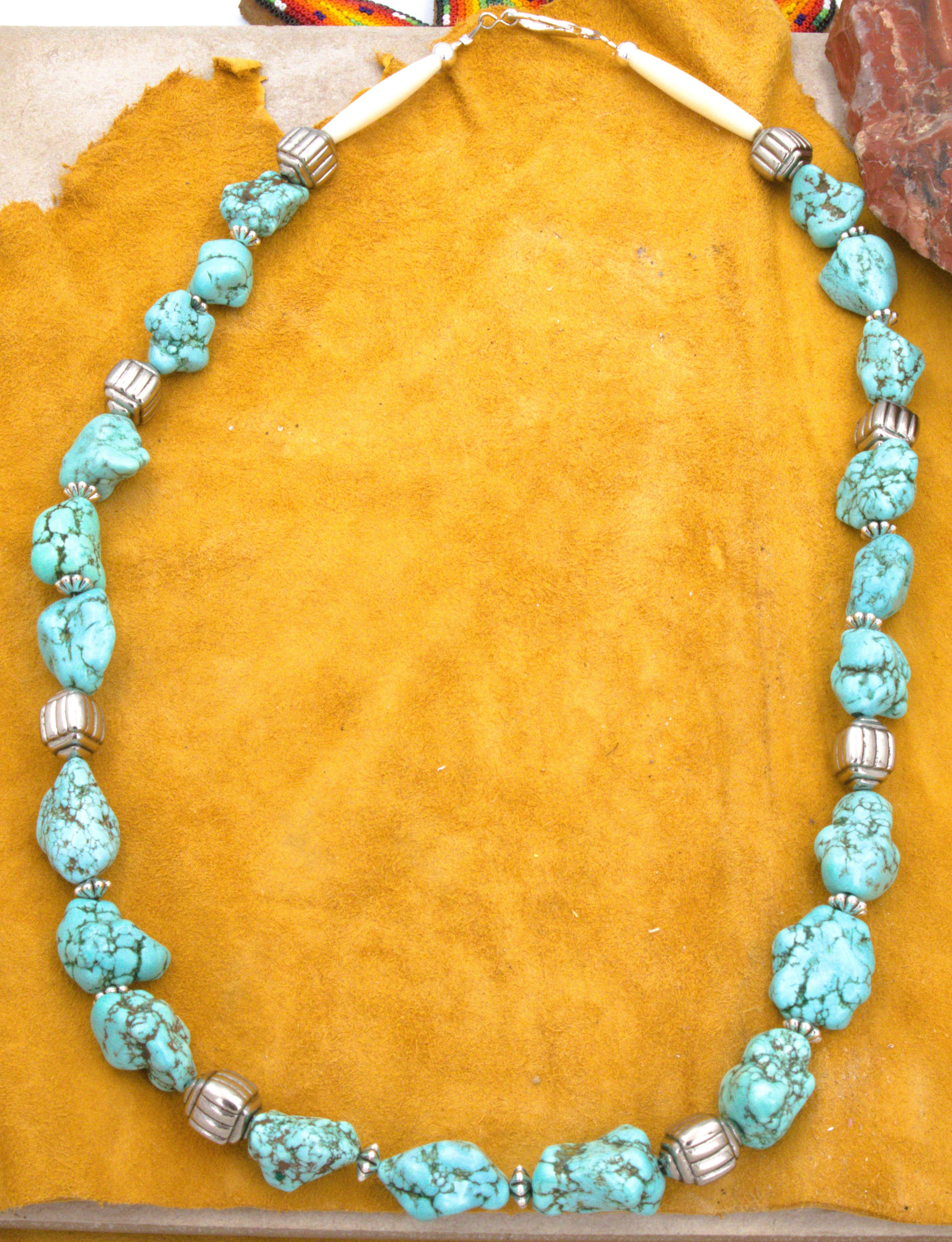 Large 28" Statement Turquoise Nugget Necklace NN06