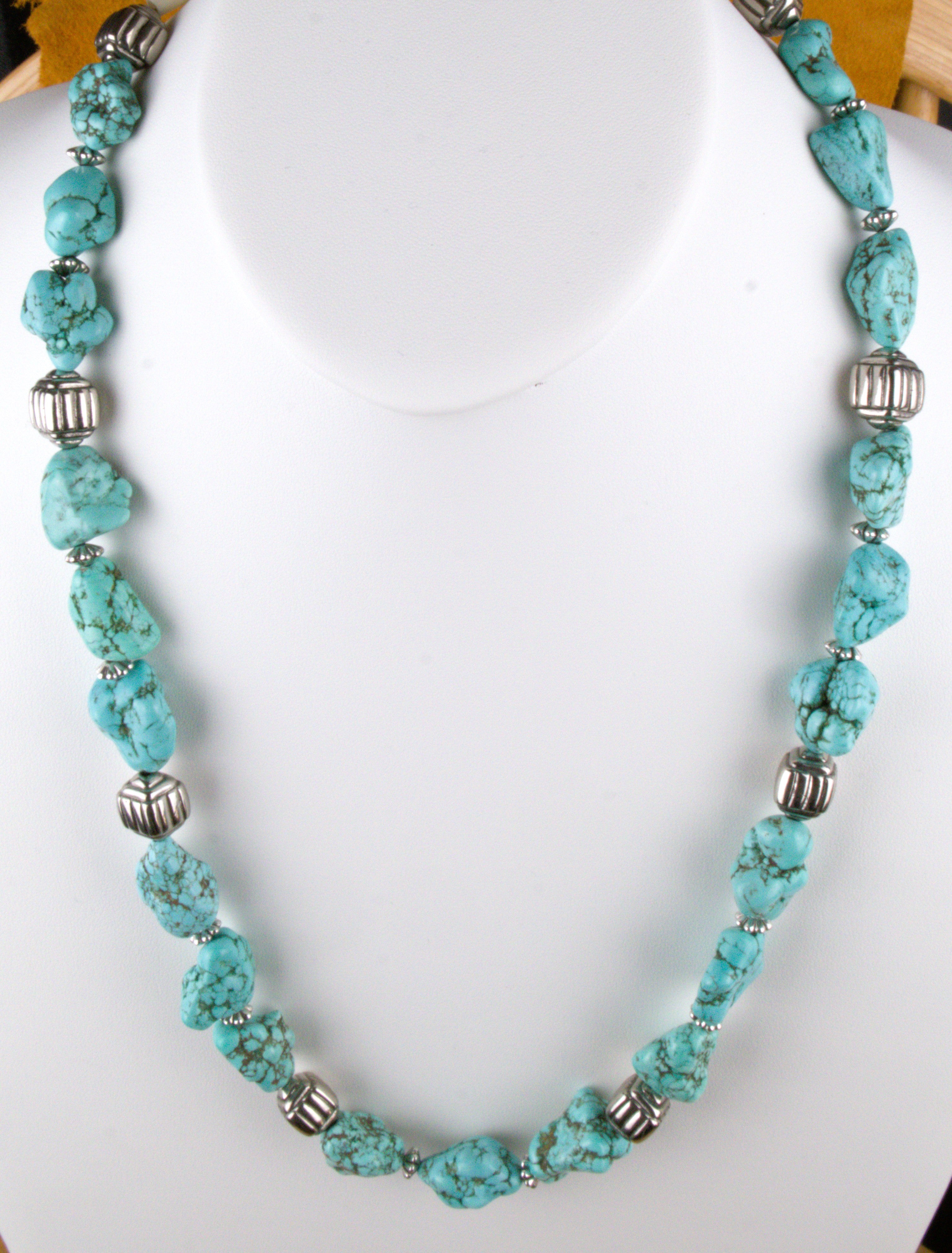 Large 28" Statement Turquoise Nugget Necklace NN06