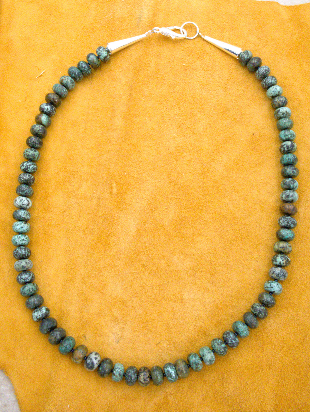 22" Long Green Turquoise Rondell Necklace One-of-a-Kind Turquoise Jewelry  NN08