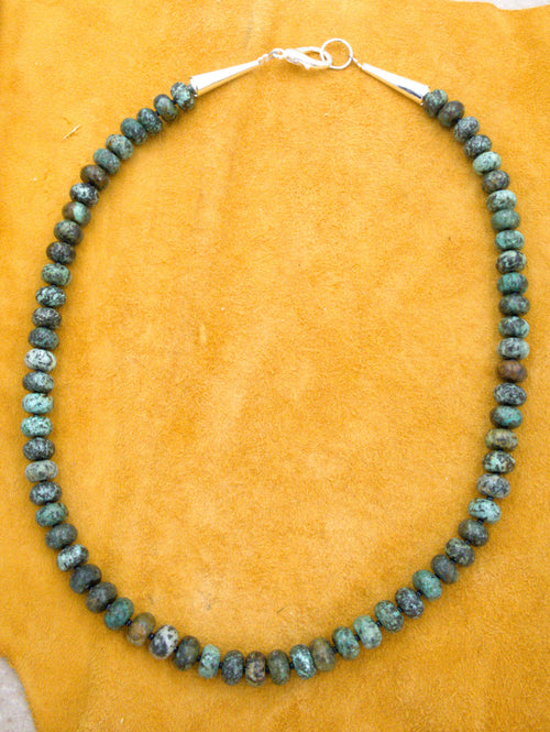 22" Long Green Turquoise Rondell Necklace One-of-a-Kind Turquoise Jewelry  NN08