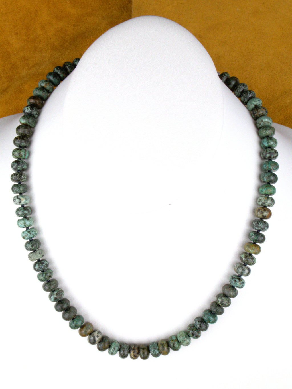 22" Long Green Turquoise Rondell Necklace One-of-a-Kind Turquoise Jewelry  NN08