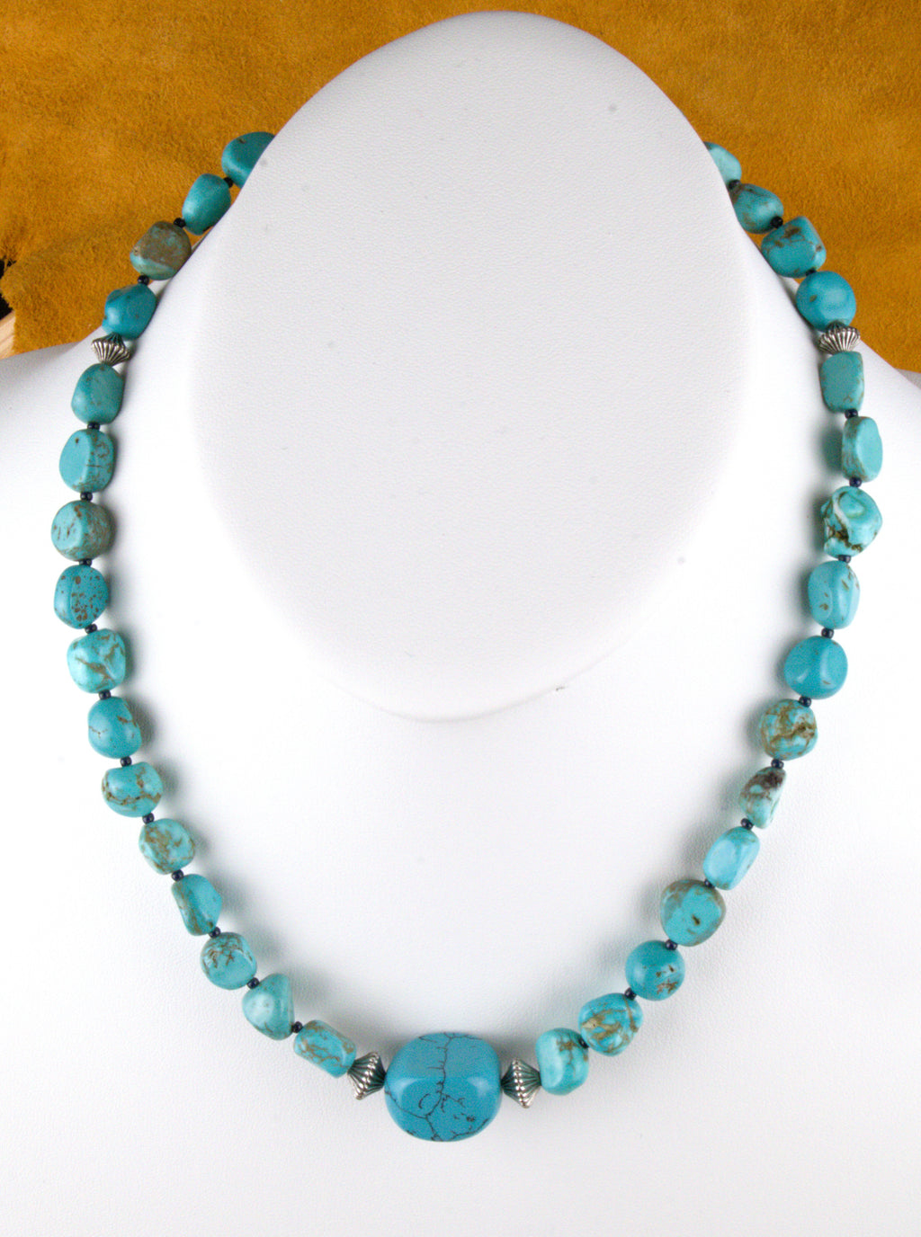 Turquoise Jewelry 19 and 1/2" Turquoise Nugget Necklace NN09