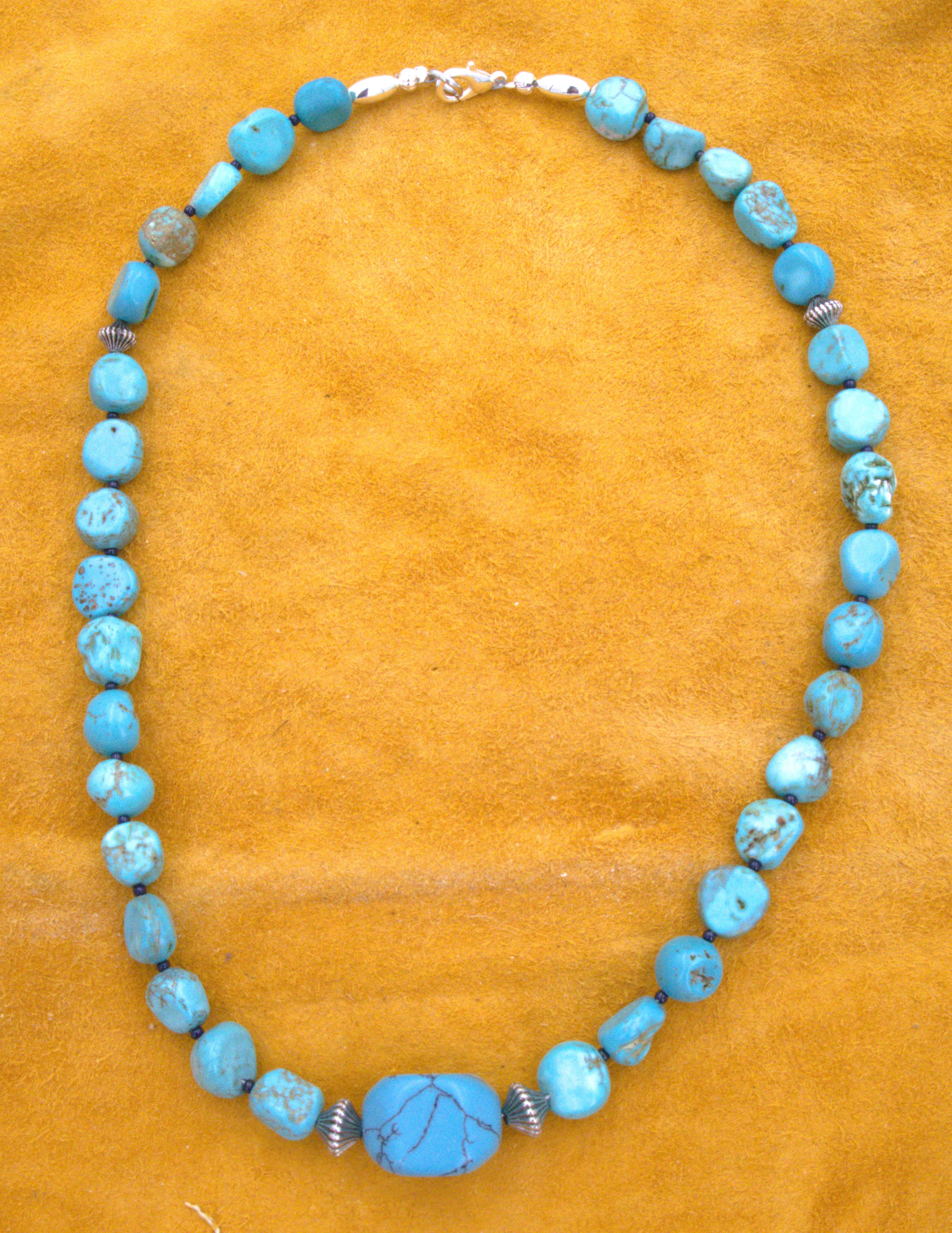 Turquoise Jewelry 19 and 1/2" Turquoise Nugget Necklace NN09