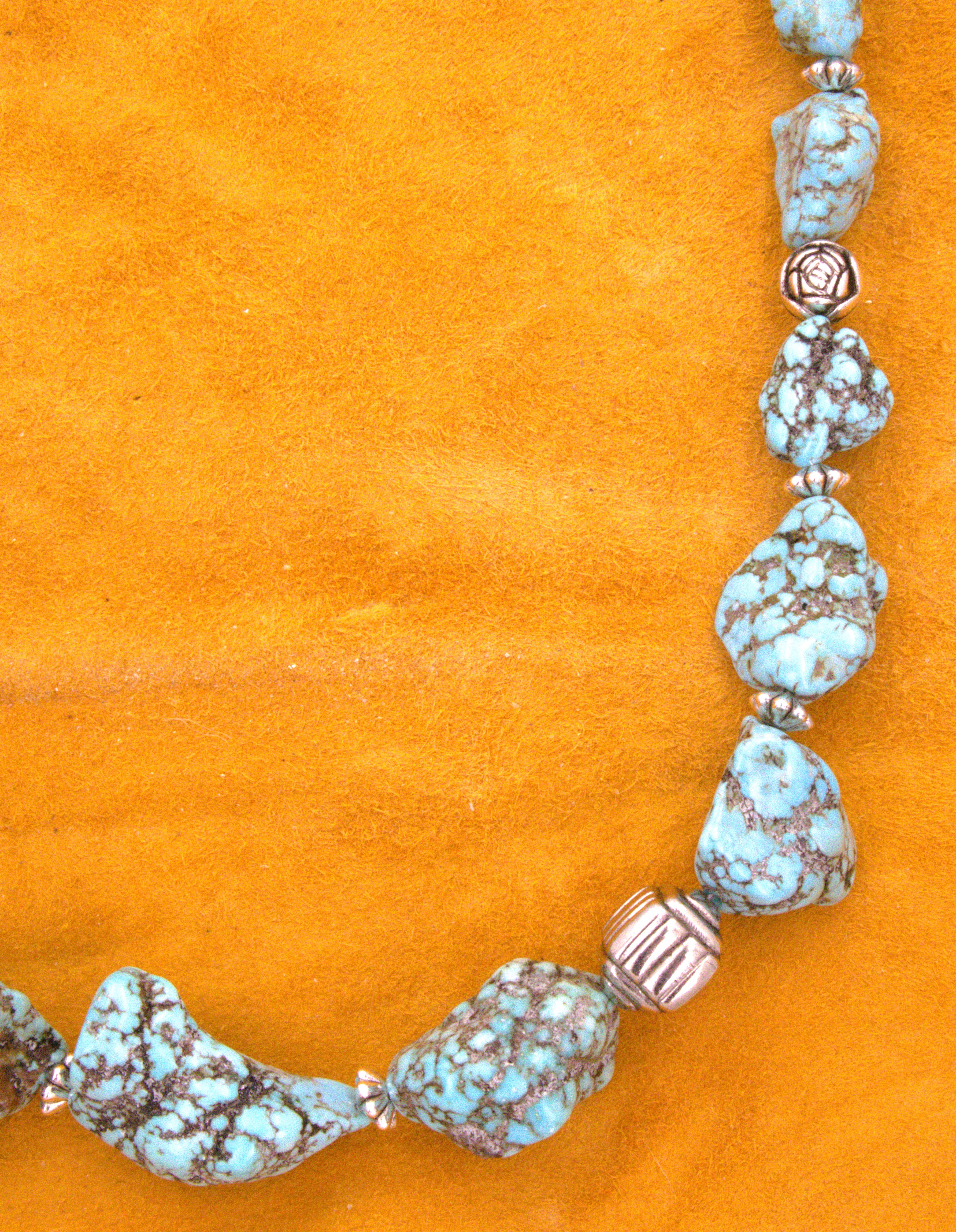 22" Chunky Turquoise Nugget Necklace Hand Made Turquoise Jewelry  NN11