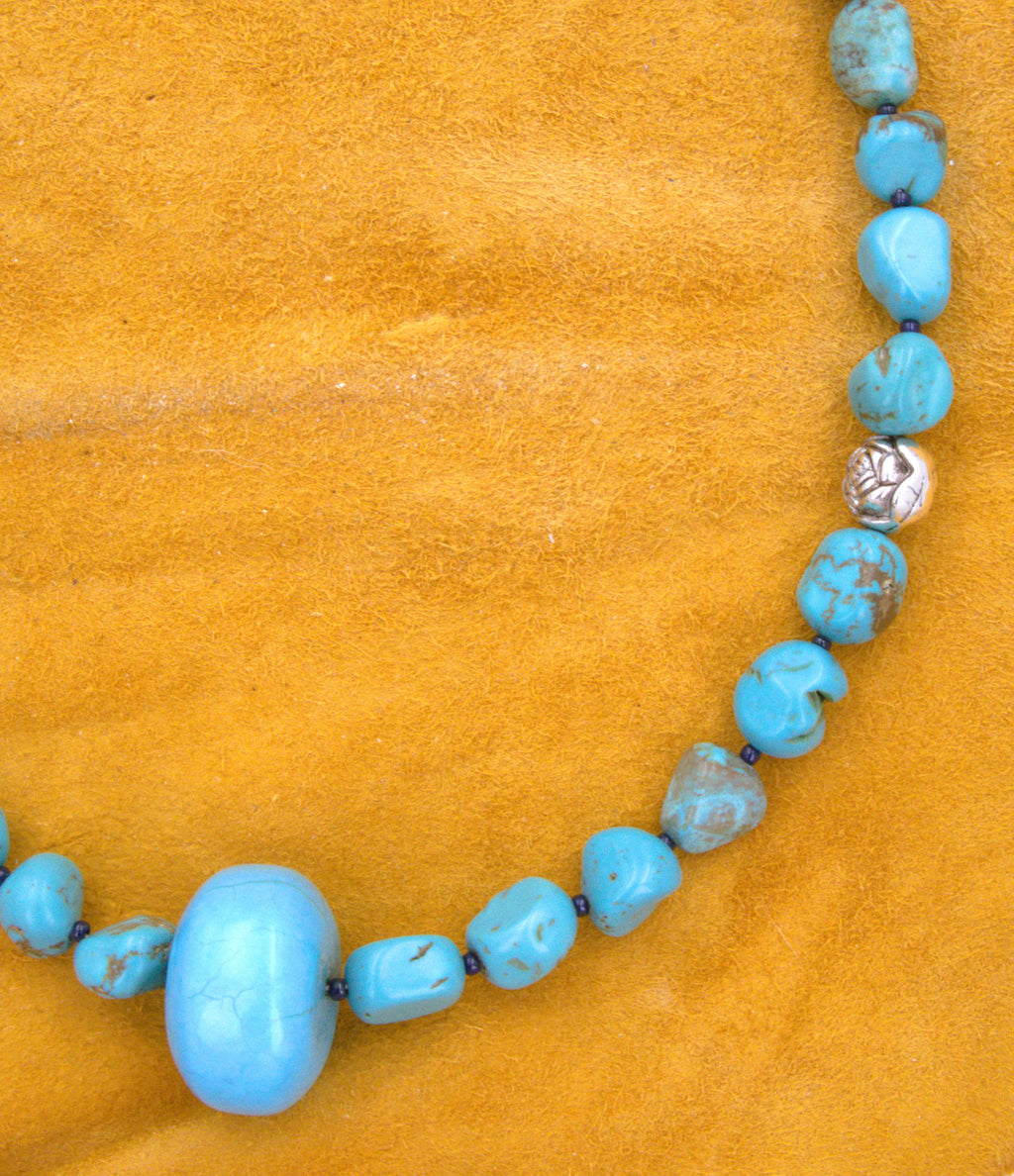 20" Turquoise Nugget Statement Necklace Hand Made Turquoise Jewelry  NN12