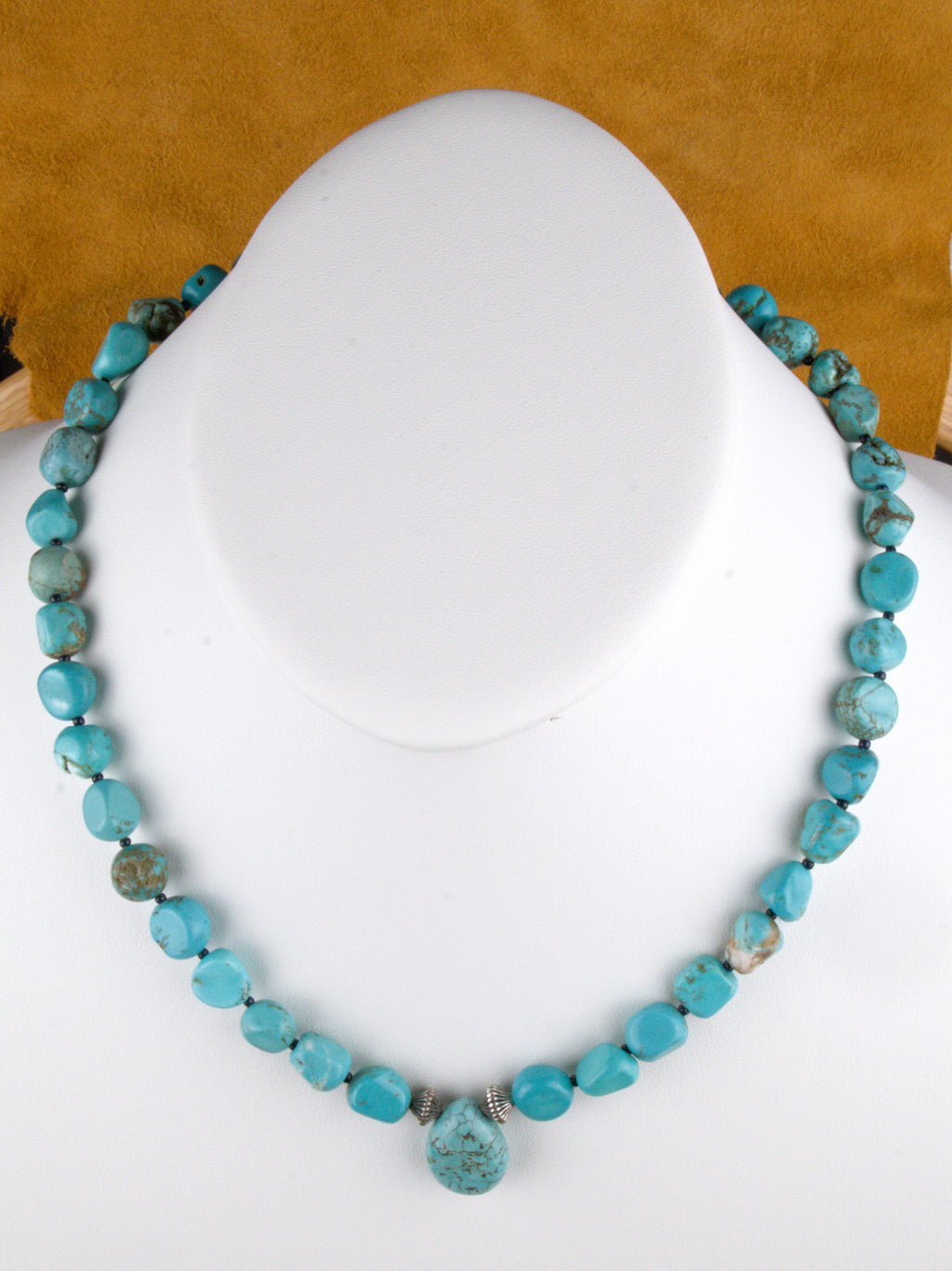 20" Turquoise Nugget Necklace Hand Made Turquoise Jewelry  NN14
