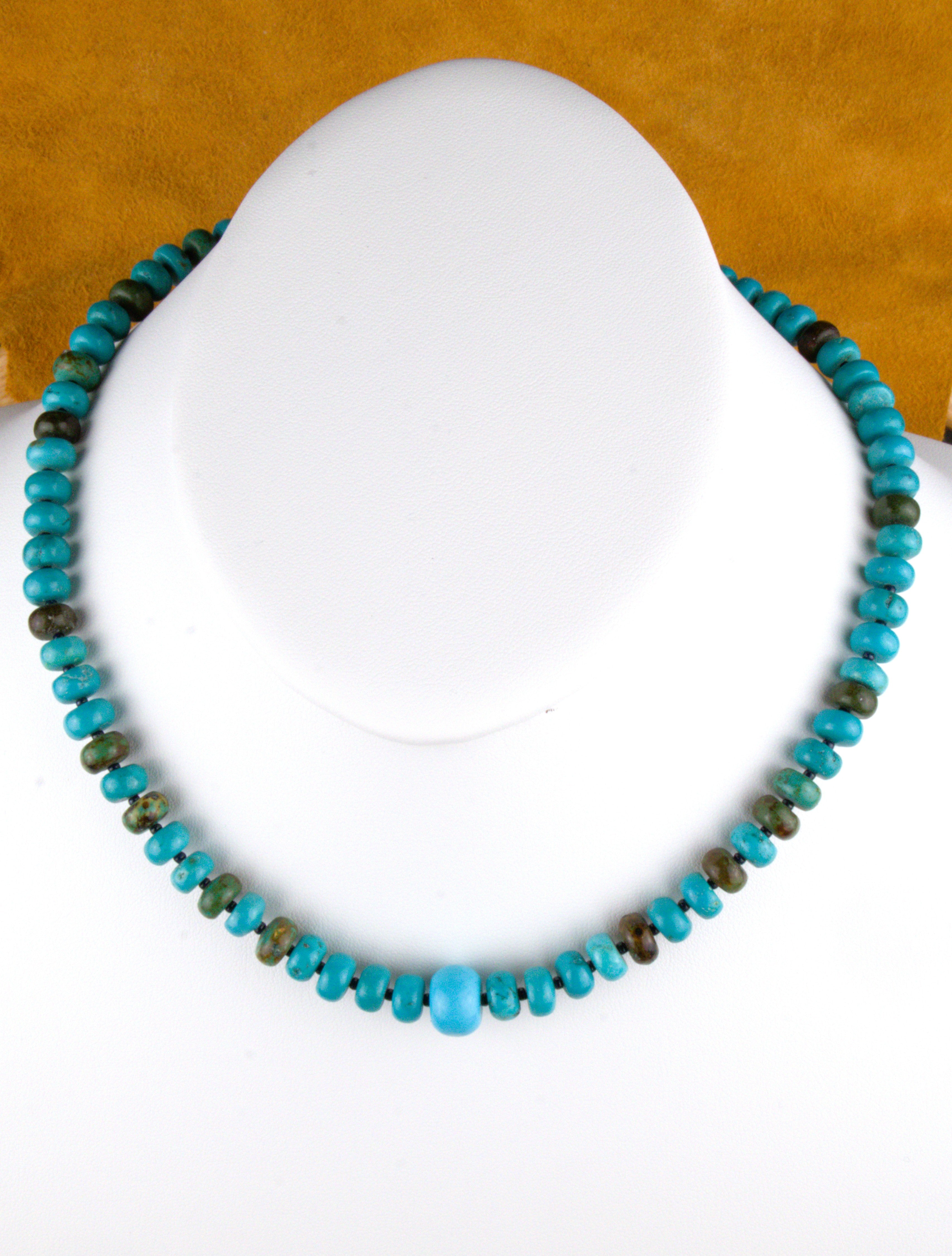 Turquoise J Jewelry Turquoise Rondel Necklace 18 and 1/2" NN15