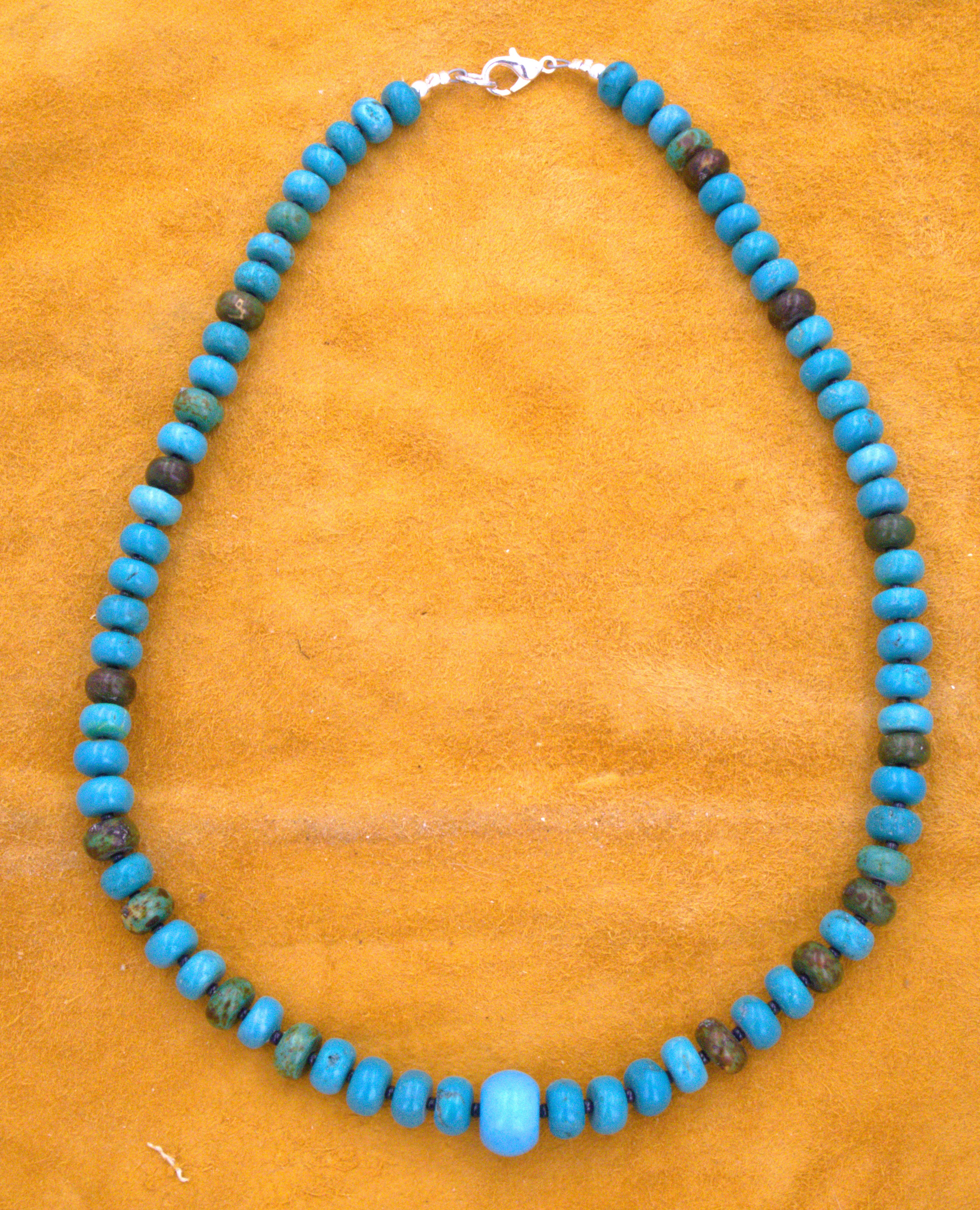 Turquoise J Jewelry Turquoise Rondel Necklace 18 and 1/2" NN15