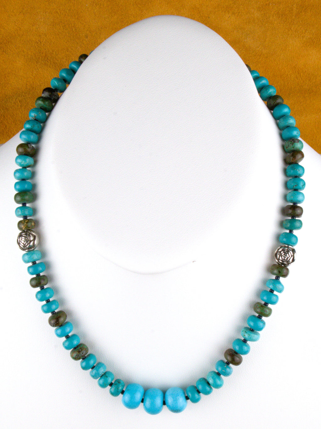 Turquoise Jewelry Turquoise Rondel Necklace 18 and 1/2" NN16