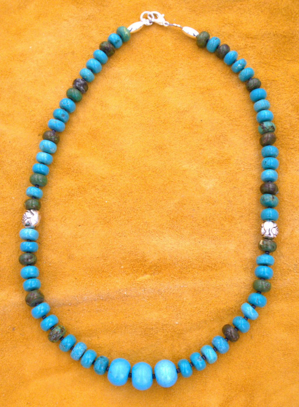 Turquoise Jewelry Turquoise Rondel Necklace 18 and 1/2" NN16