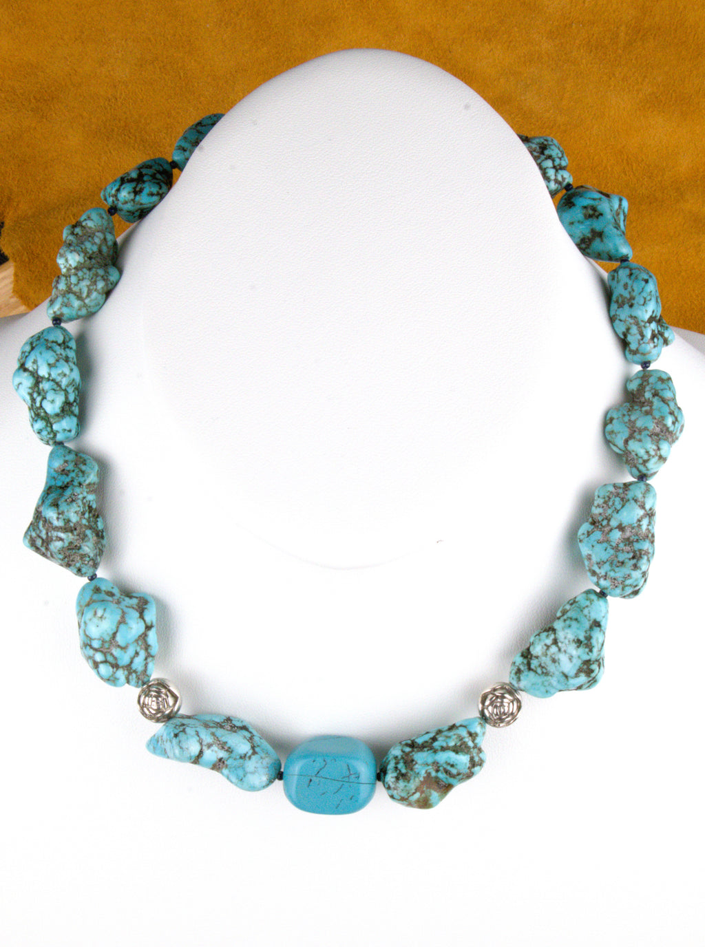 Turquoise Jewelry Chunky Turquoise Nugget Necklace 18"  NN20