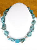 Turquoise Jewelry Chunky Turquoise Nugget Necklace 18"  NN20