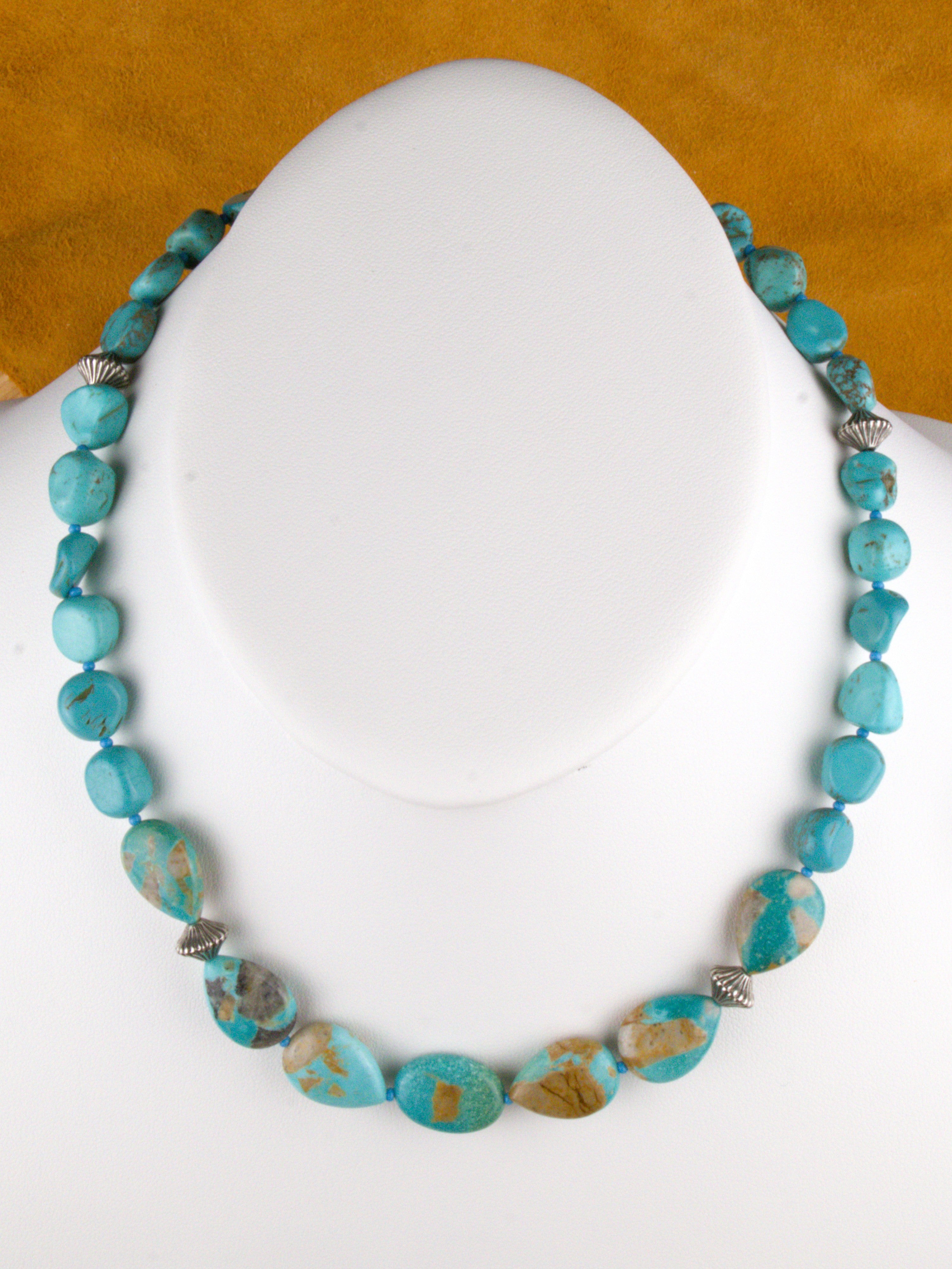 Turquoise Jewelry Sky-Blue Turquoise Nugget Necklace 17 3/4" NN22