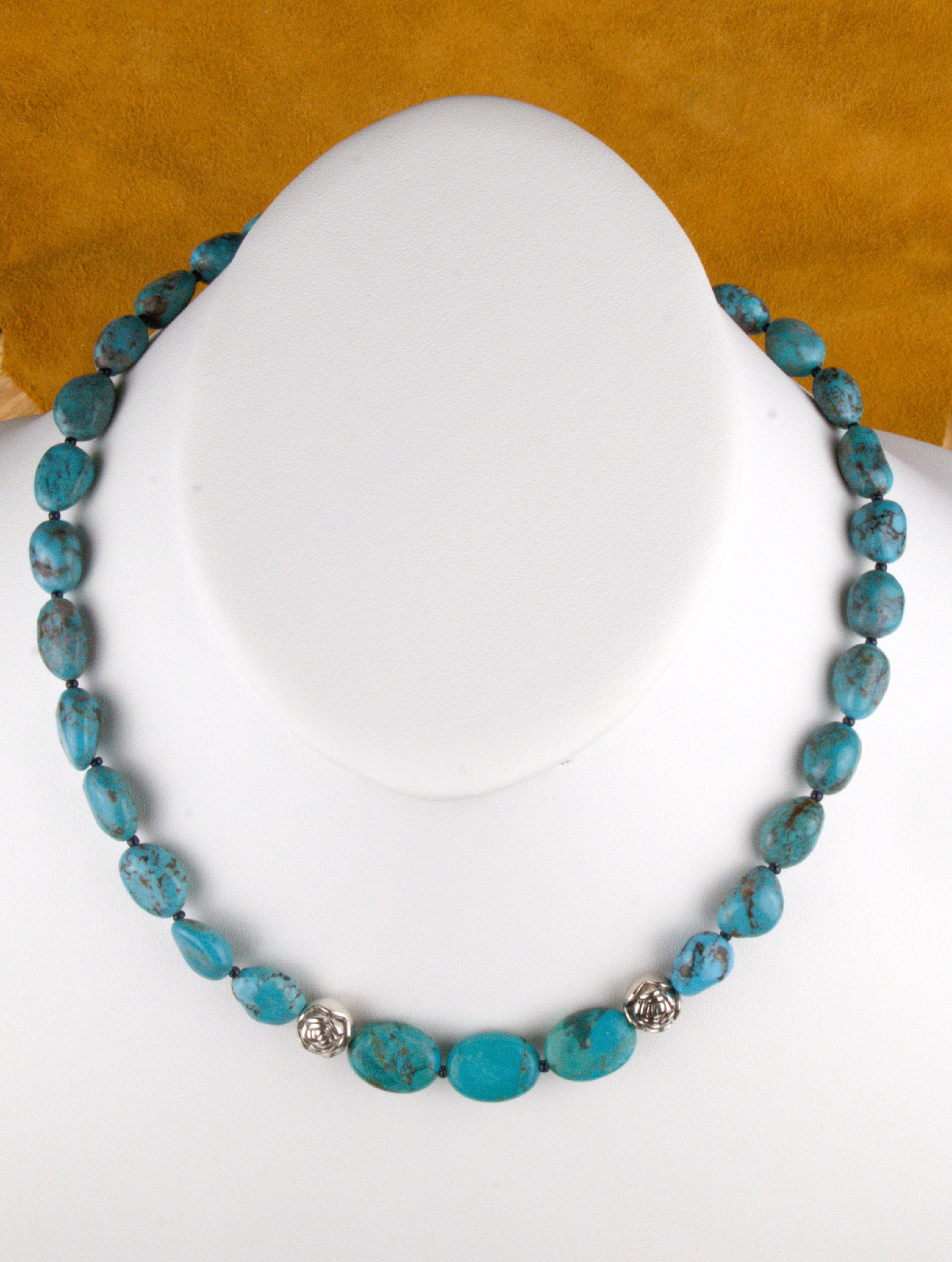 Turquoise Nugget Necklace 18 1/2" One of a Kind Turquoise Jewelry  NN23