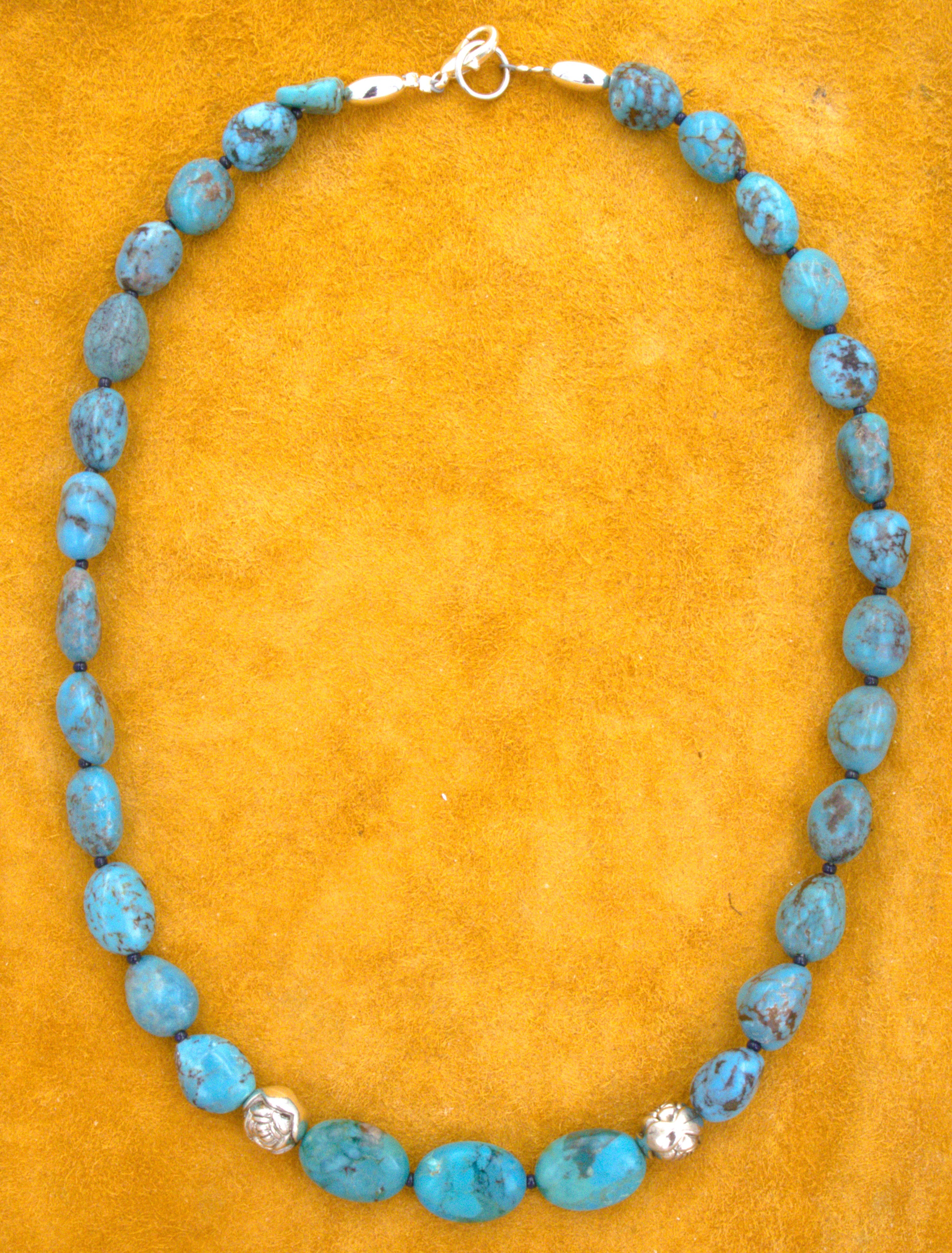 Turquoise Nugget Necklace 18 1/2" One of a Kind Turquoise Jewelry  NN23