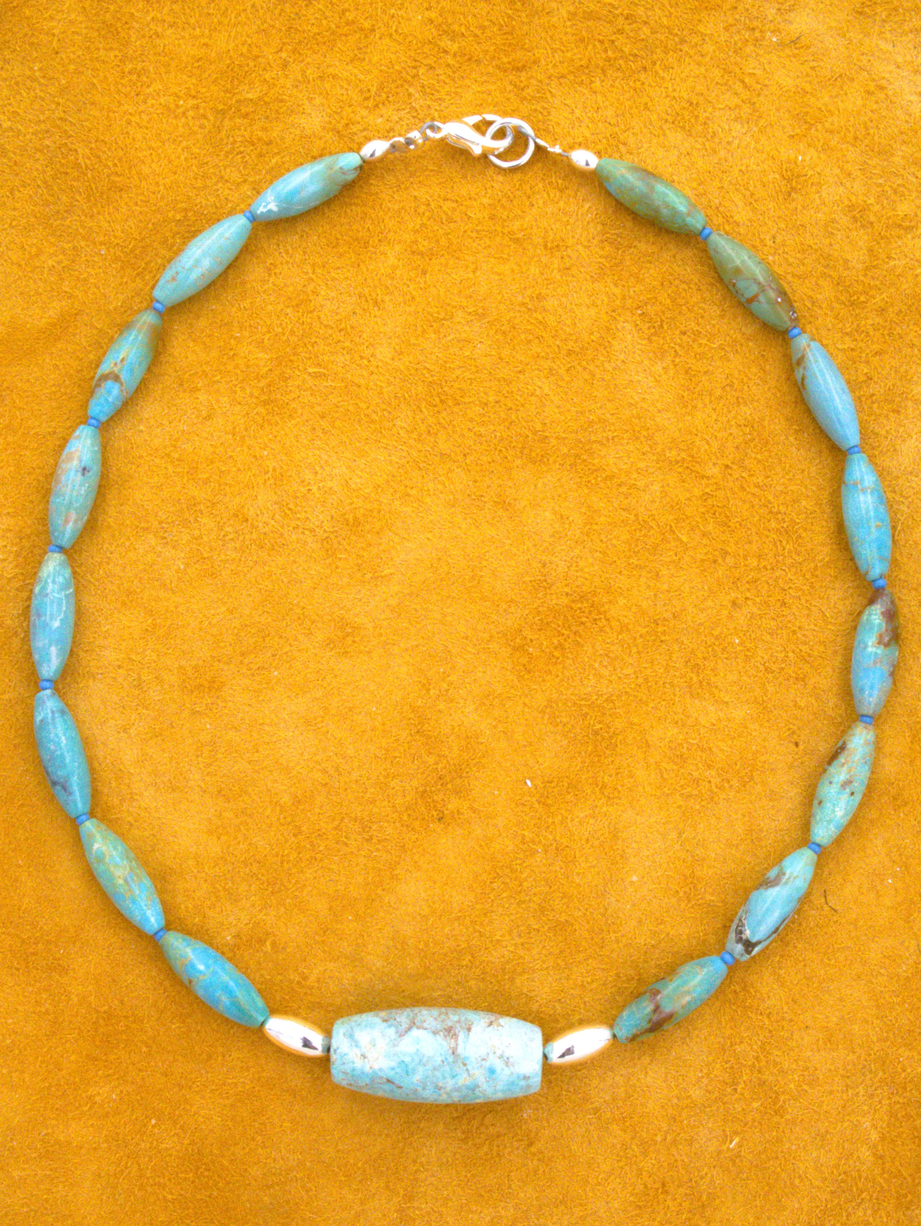 Turquoise Jewelry Sky Blue Turquoise Choker Necklace 15 1/4" NN25