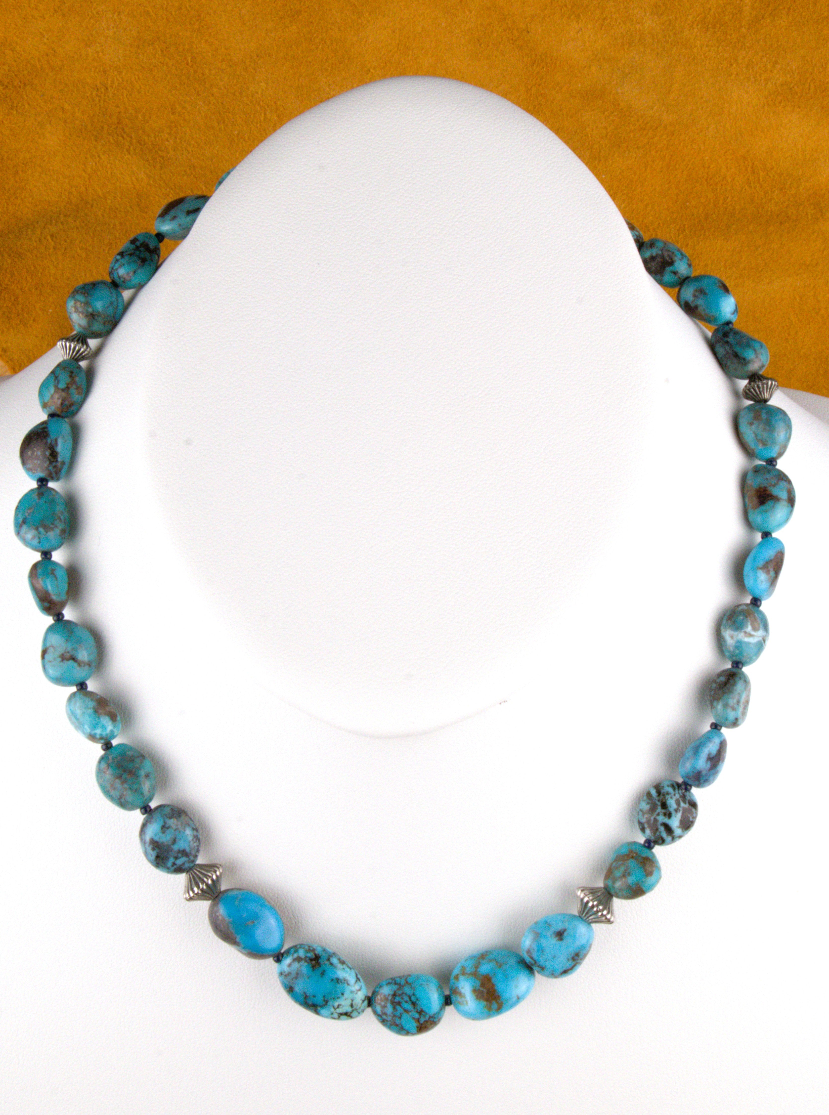 Turquoise Jewelry Medium Turquoise Nugget Necklace 18" NN26