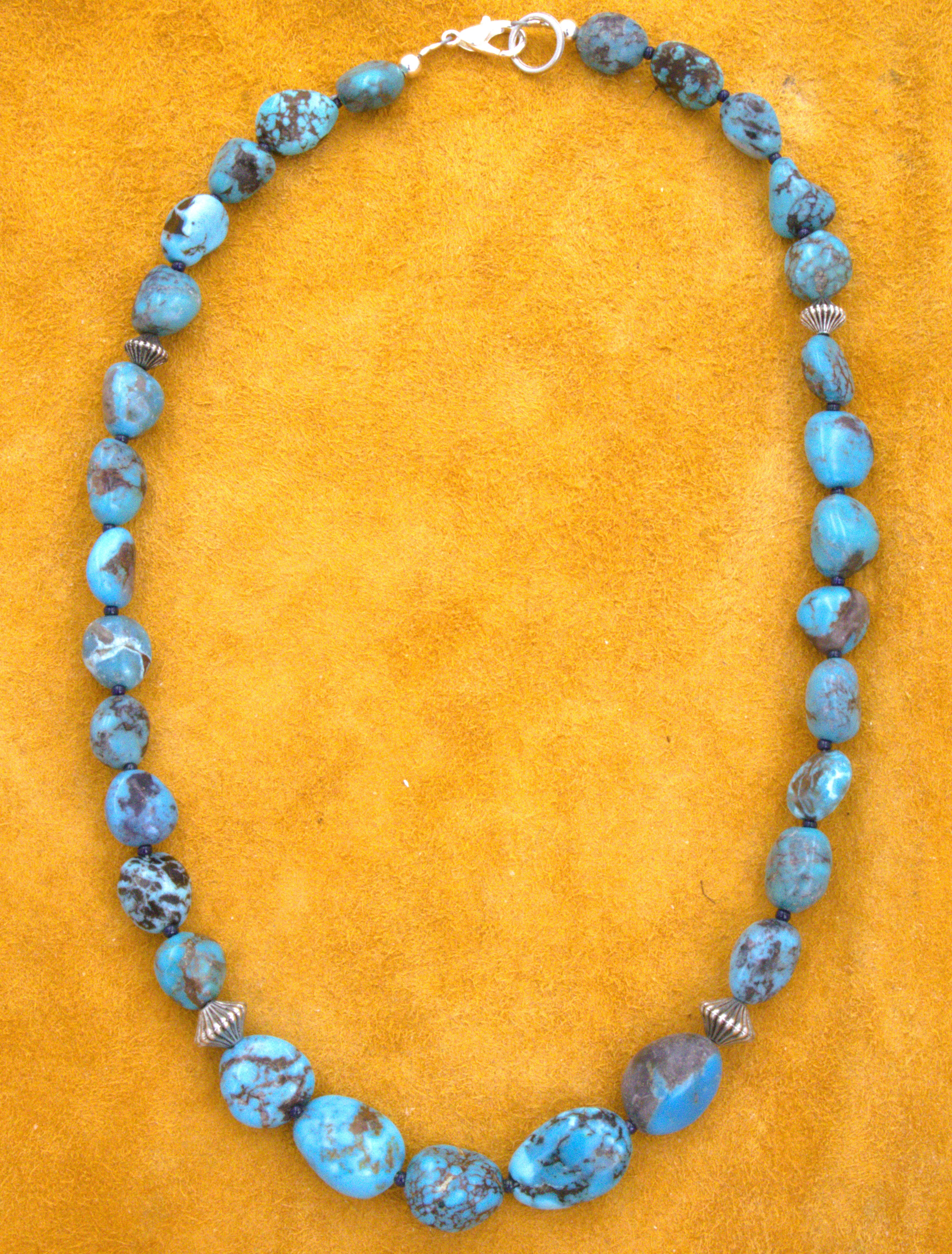 Turquoise Jewelry Medium Turquoise Nugget Necklace 18" NN26