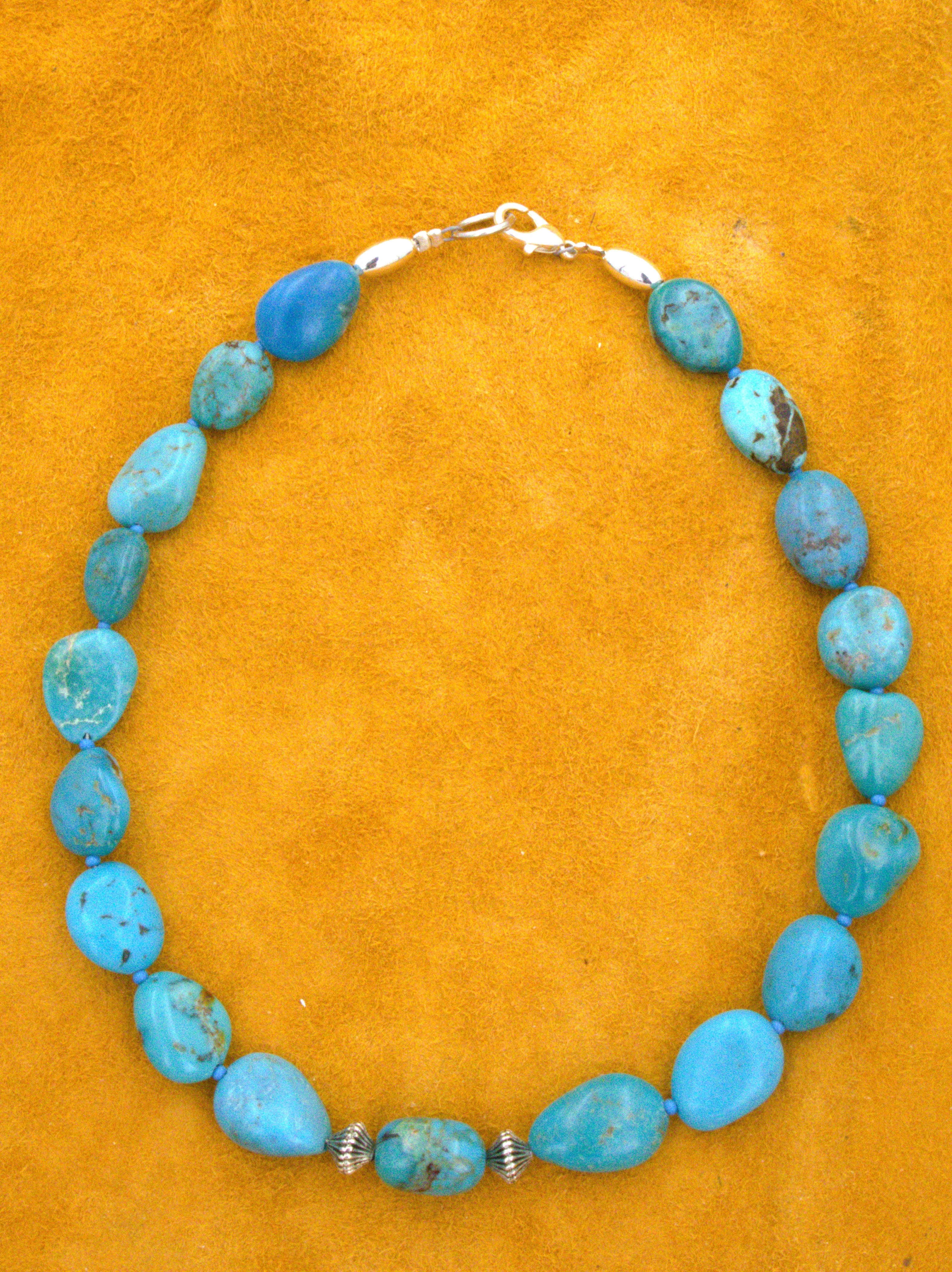 Turquoise Choker Necklace 14 1/2" One of a Kind Turquoise Jewelry  NN28