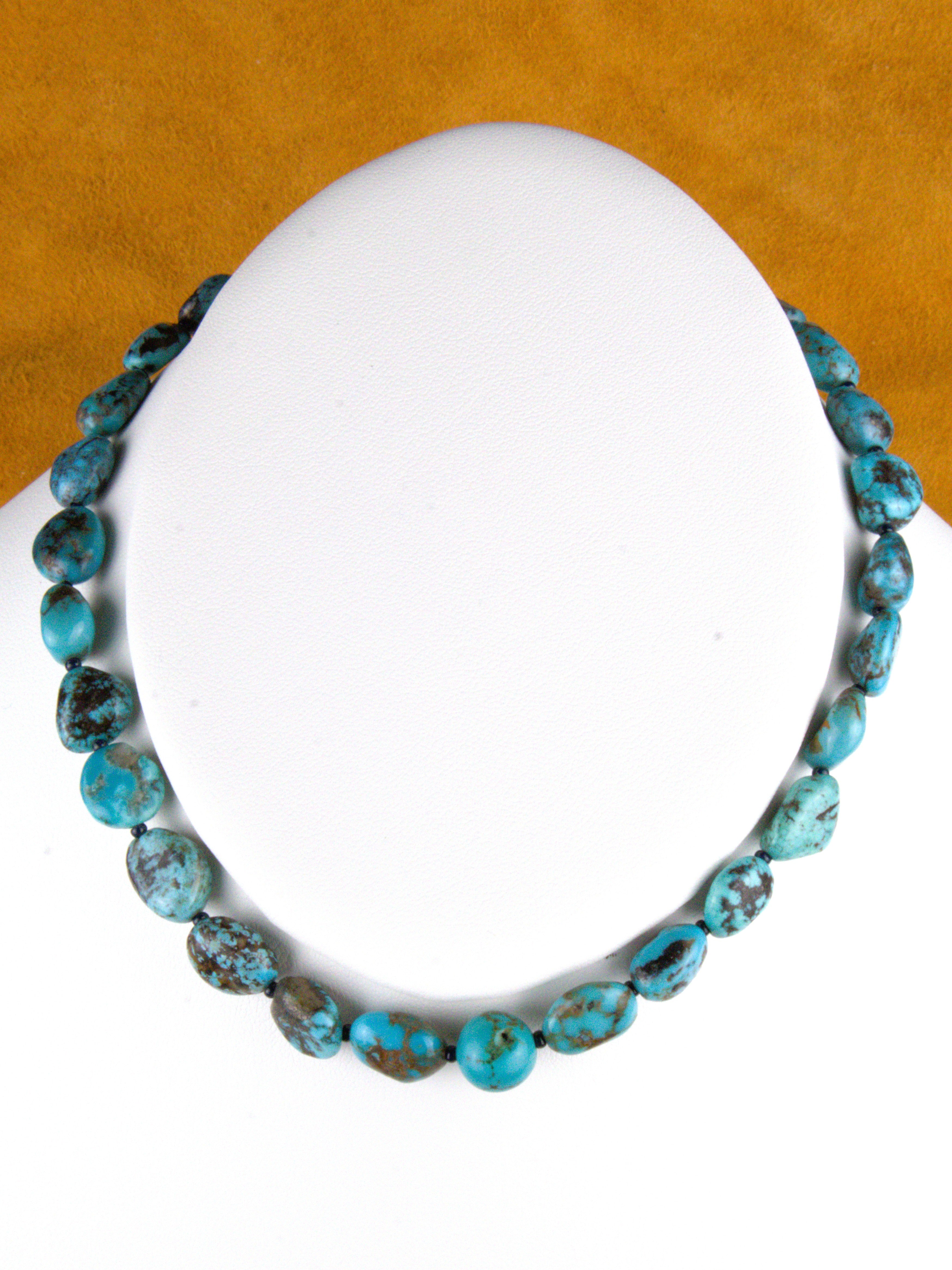Turquoise Nugget Choker Necklace 14 1/2" NN29