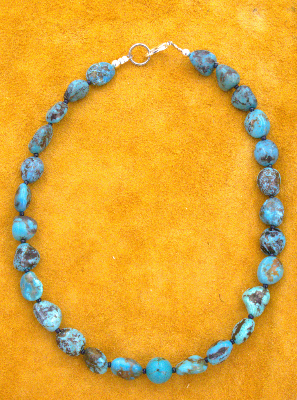 Turquoise Nugget Choker Necklace 14 1/2" NN29