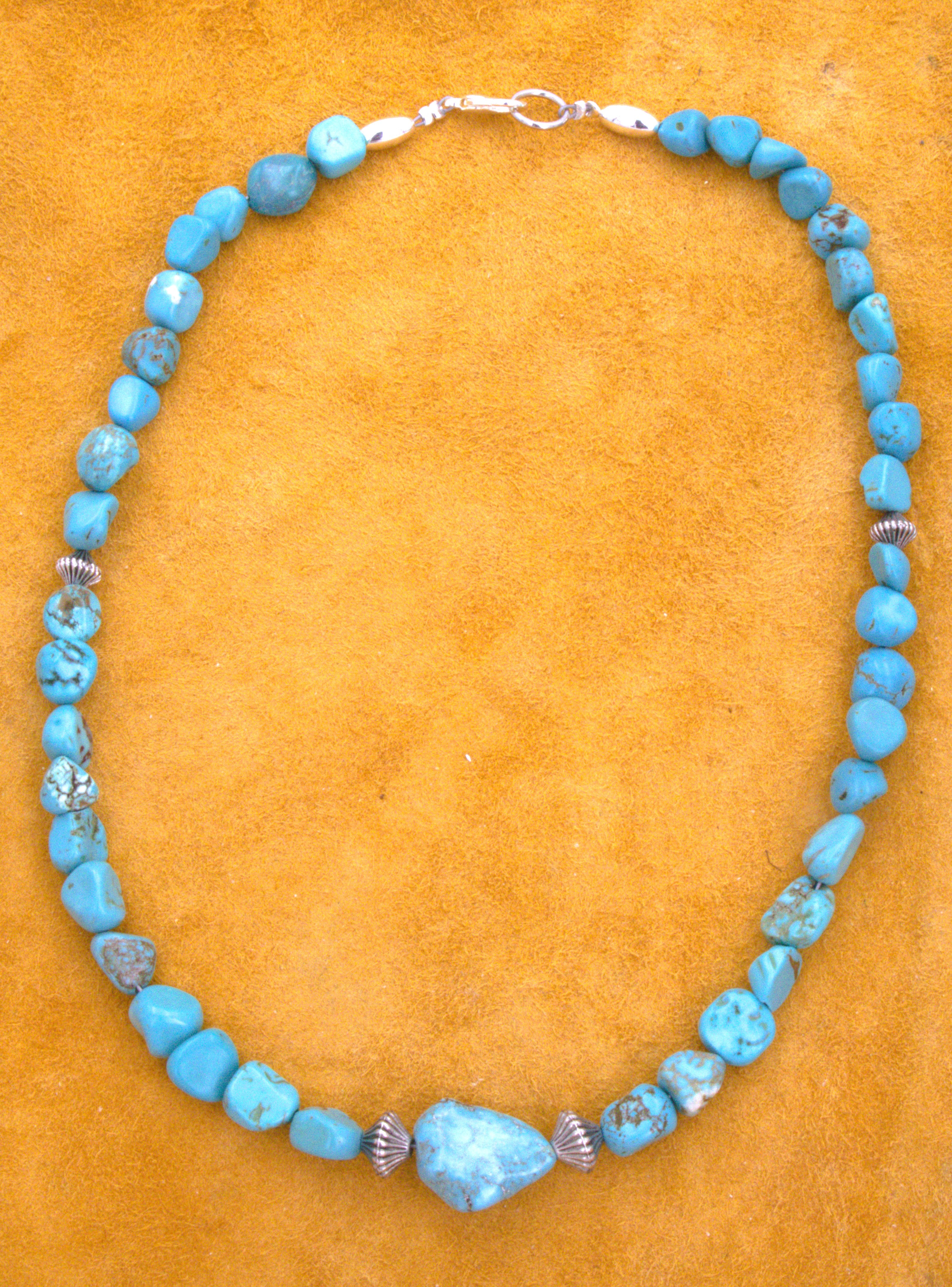 Turquoise Nugget Necklace 18" One-of-a-Kind Turquoise Jewelry NN32