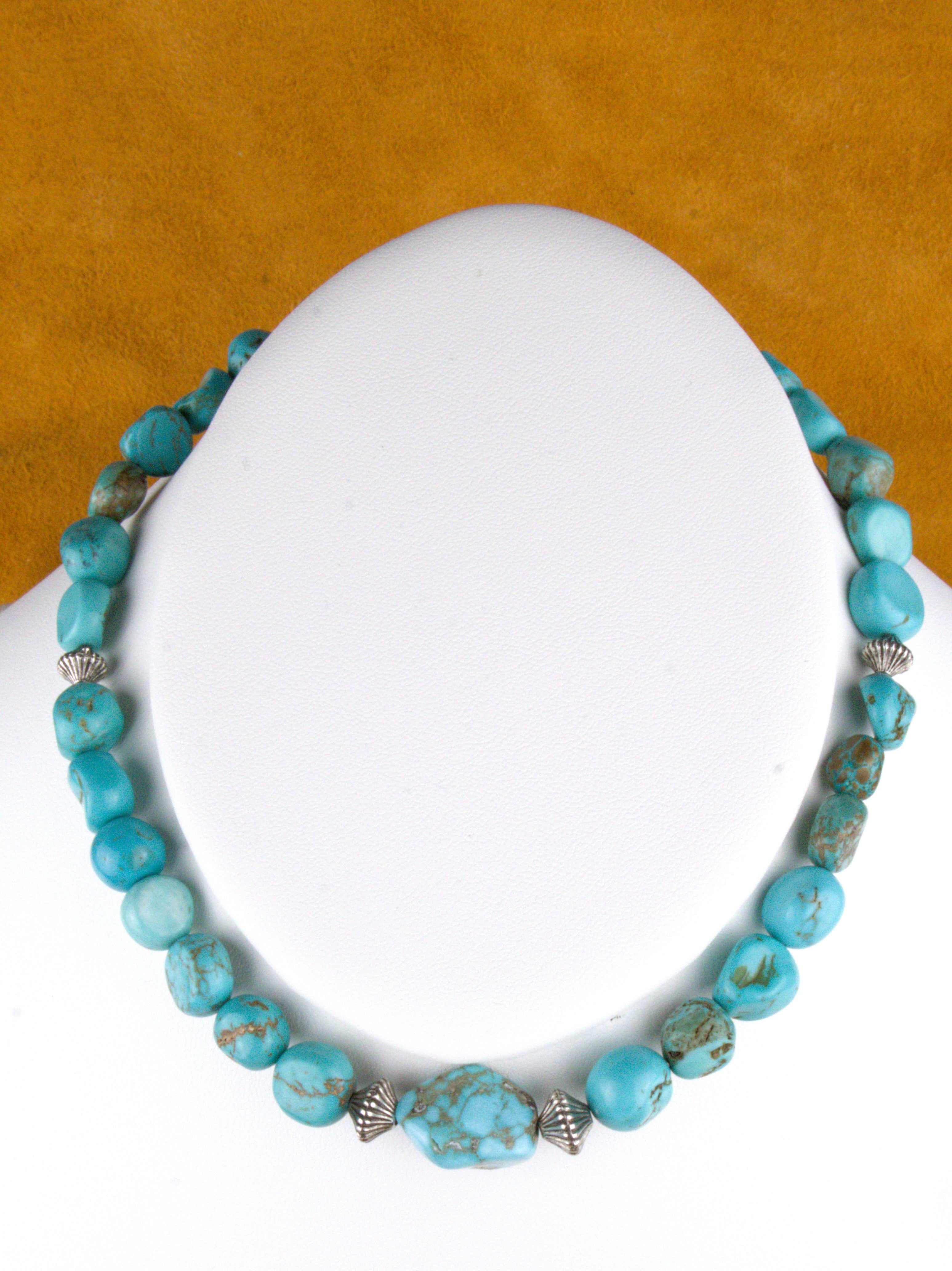 Turquoise Nugget Choker Necklace 15"  NN33