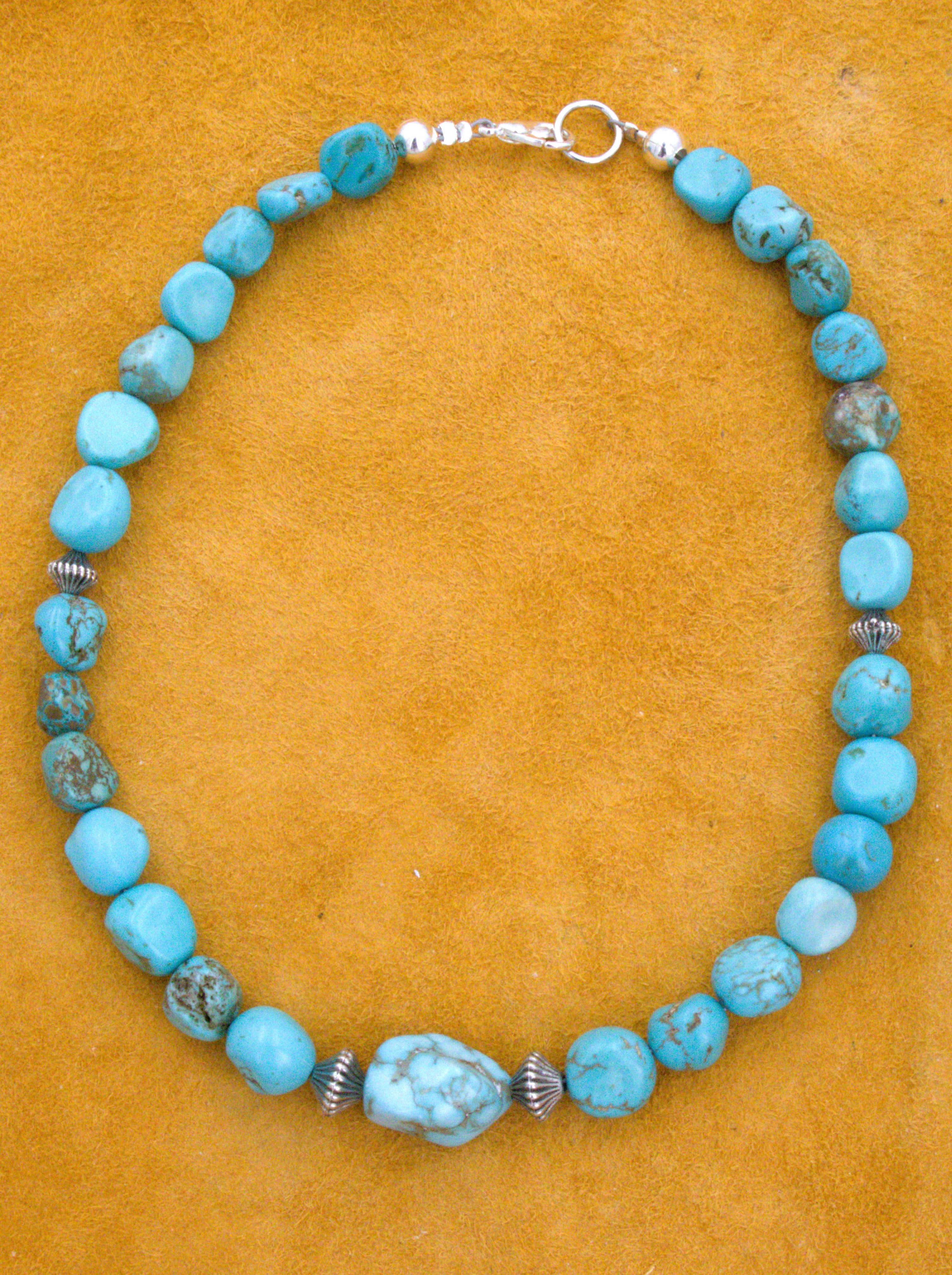 Turquoise Nugget Choker Necklace 15"  NN33