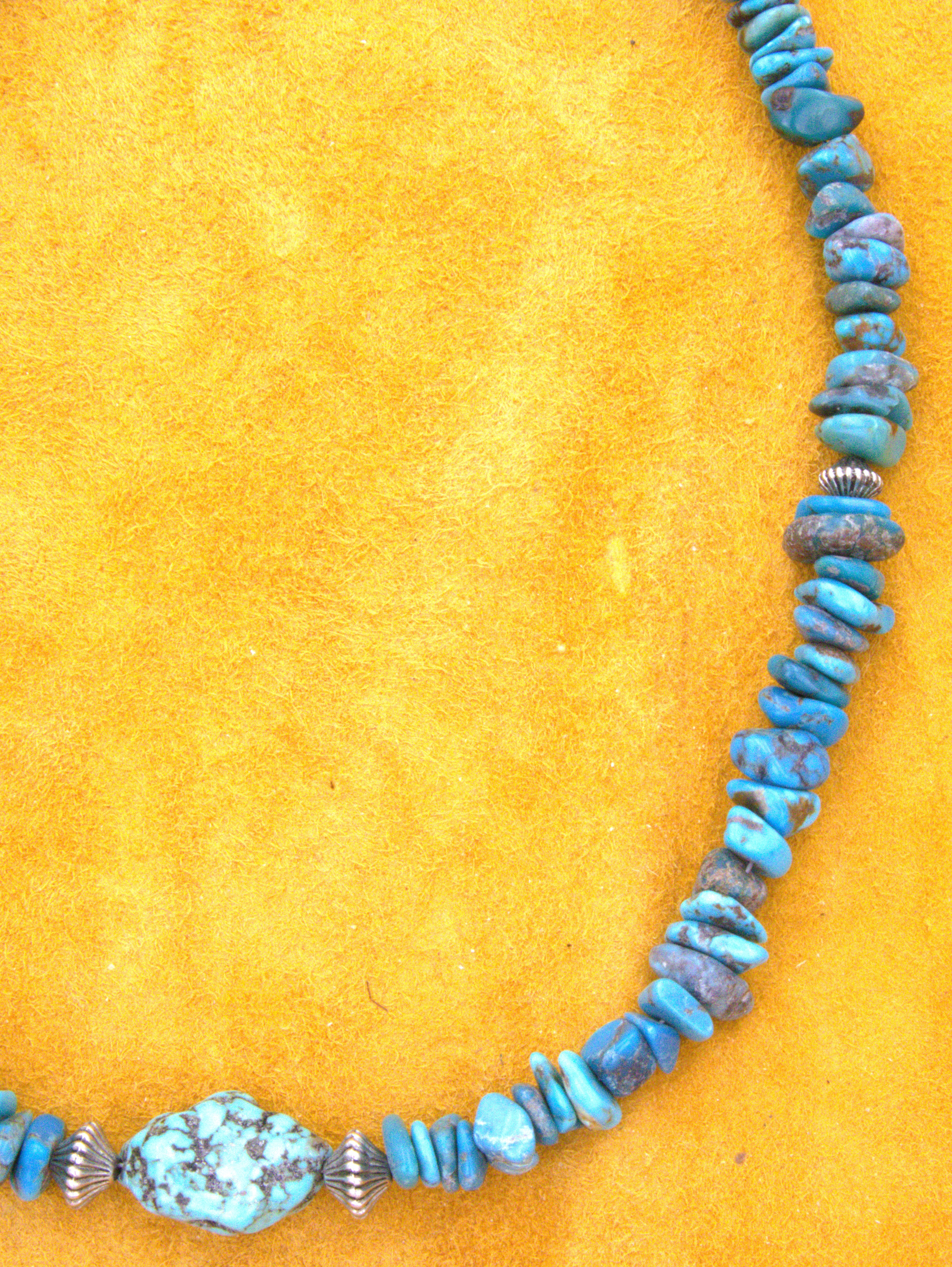 Turquoise Nugget Necklace 17 and 1/2"  NN35