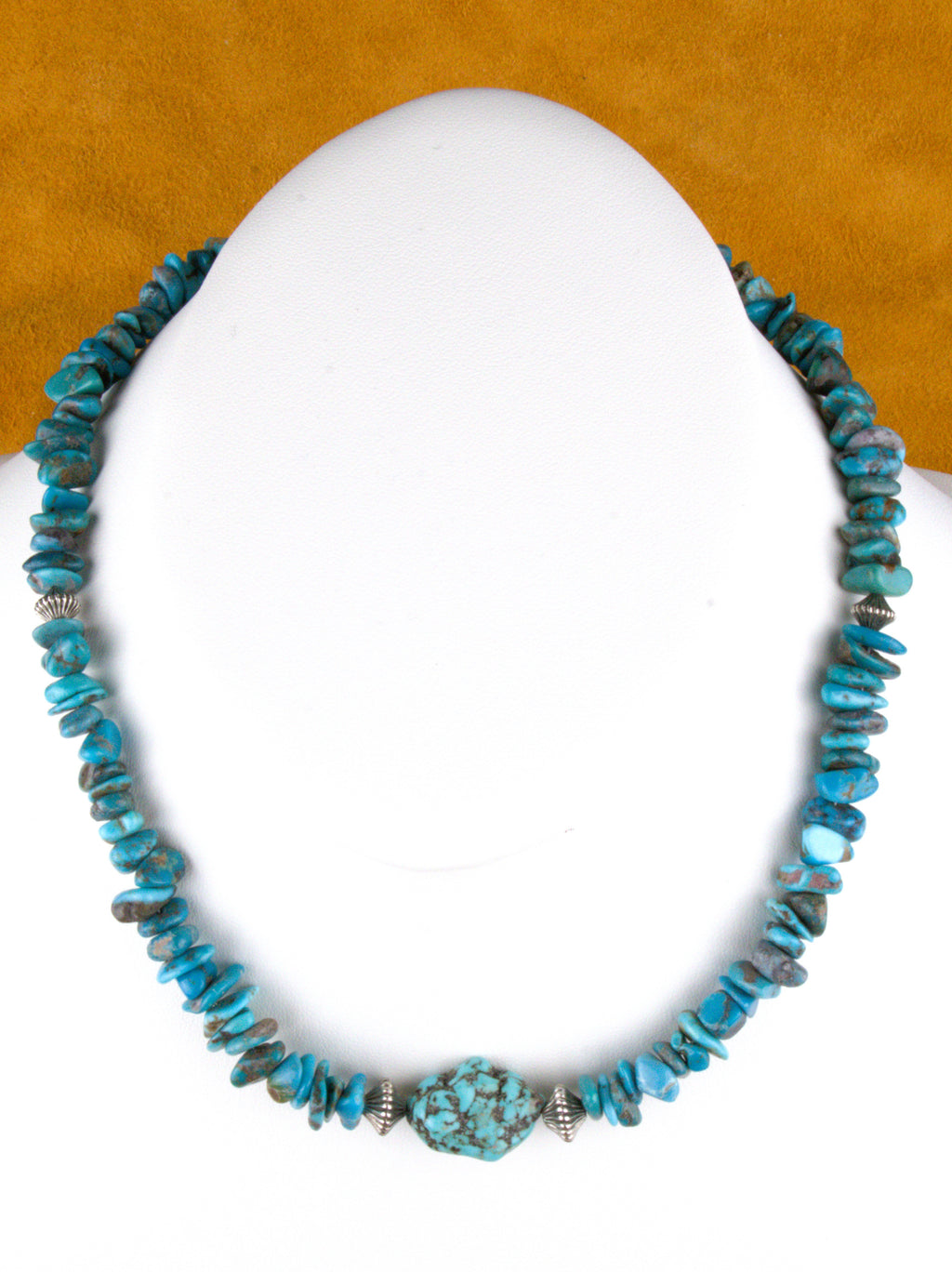 Turquoise Nugget Necklace 17 and 1/2" One-of-a-Kind Turquoise Jewelry  NN35