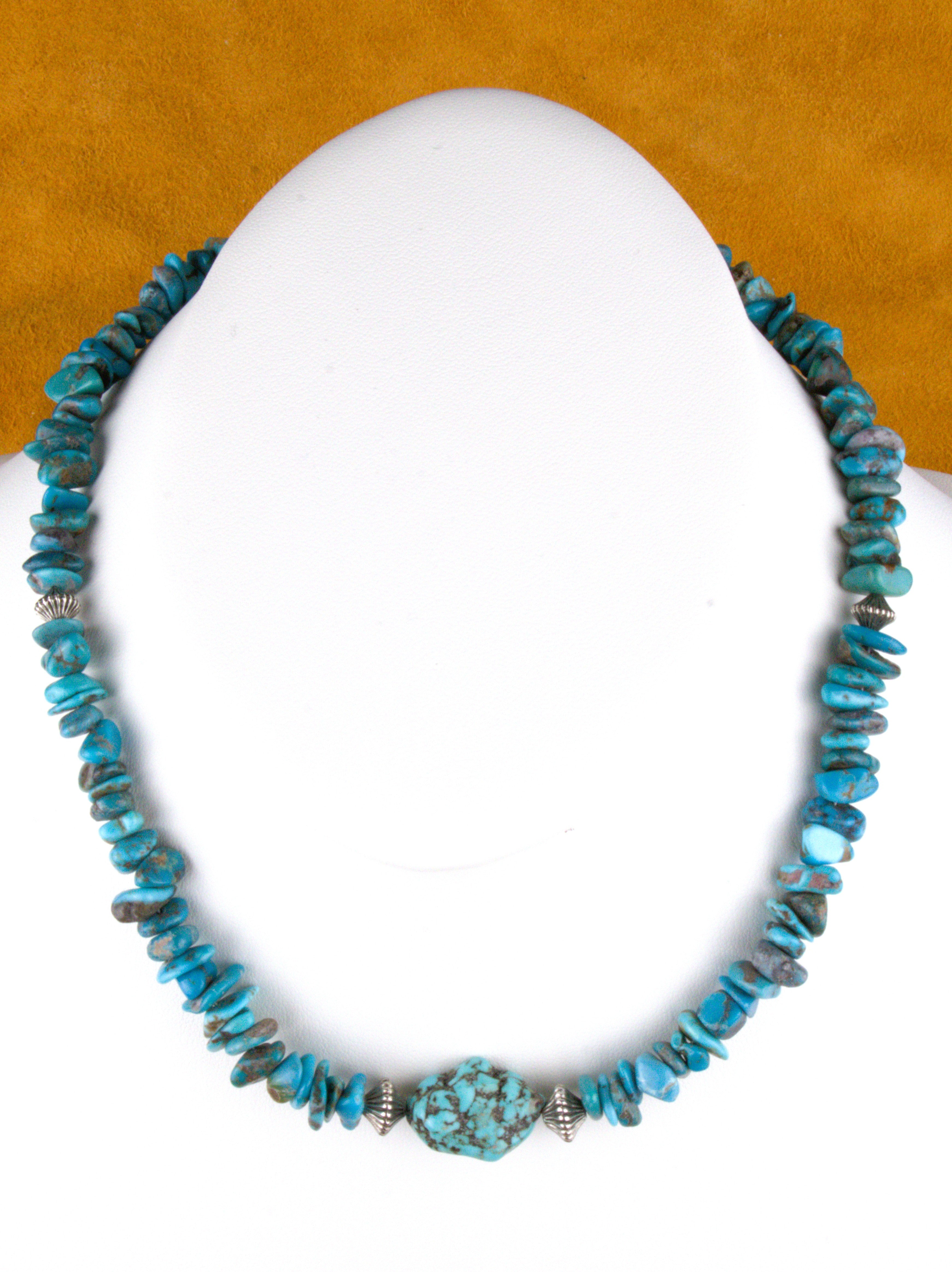 Turquoise Nugget Necklace 17 and 1/2" One-of-a-Kind Turquoise Jewelry  NN35