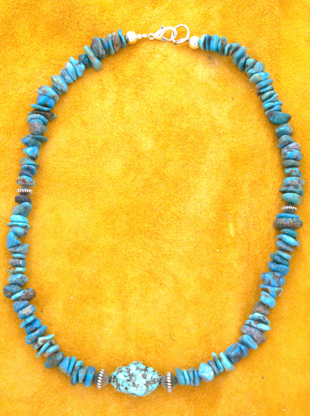 Turquoise Nugget Necklace 17 and 1/2" One-of-a-Kind Turquoise Jewelry  NN35