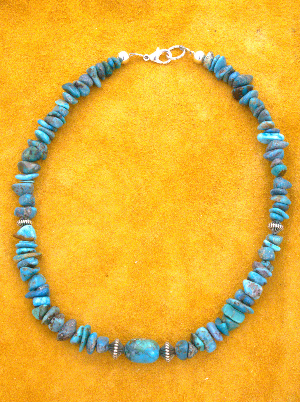 Turquoise Jewelry Turquoise Nugget Choker Necklace 15 and 3/4"  NN37