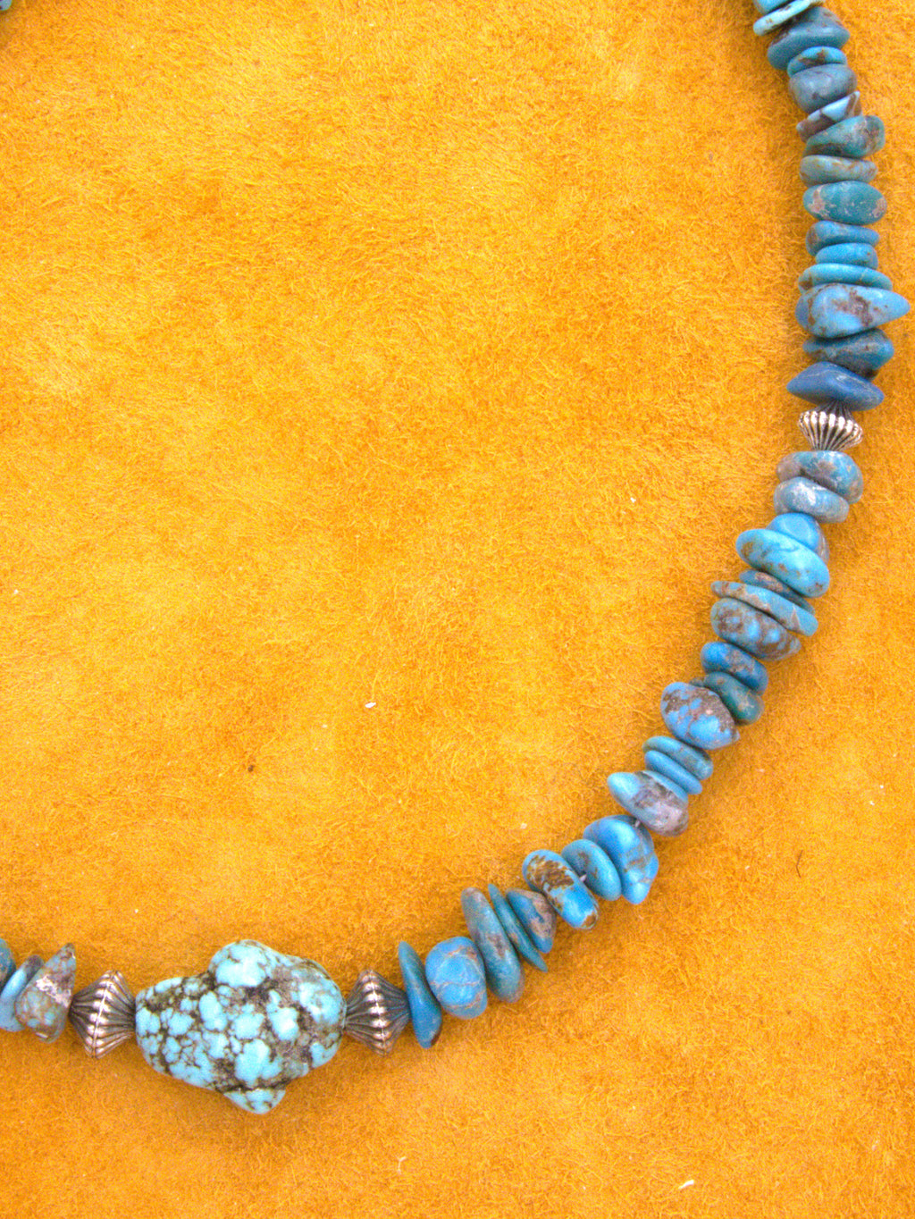 Turquoise Nugget Choker Necklace 15 and 1/2" One-of-a-Kind Turquoise Jewelry NN39