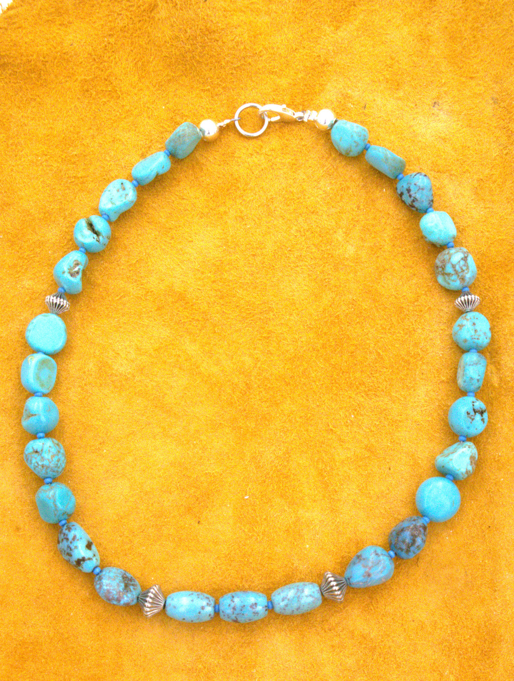 Turquoise Nugget Choker Necklace One of a Kind Turquoise Jewelry 16"  NN40