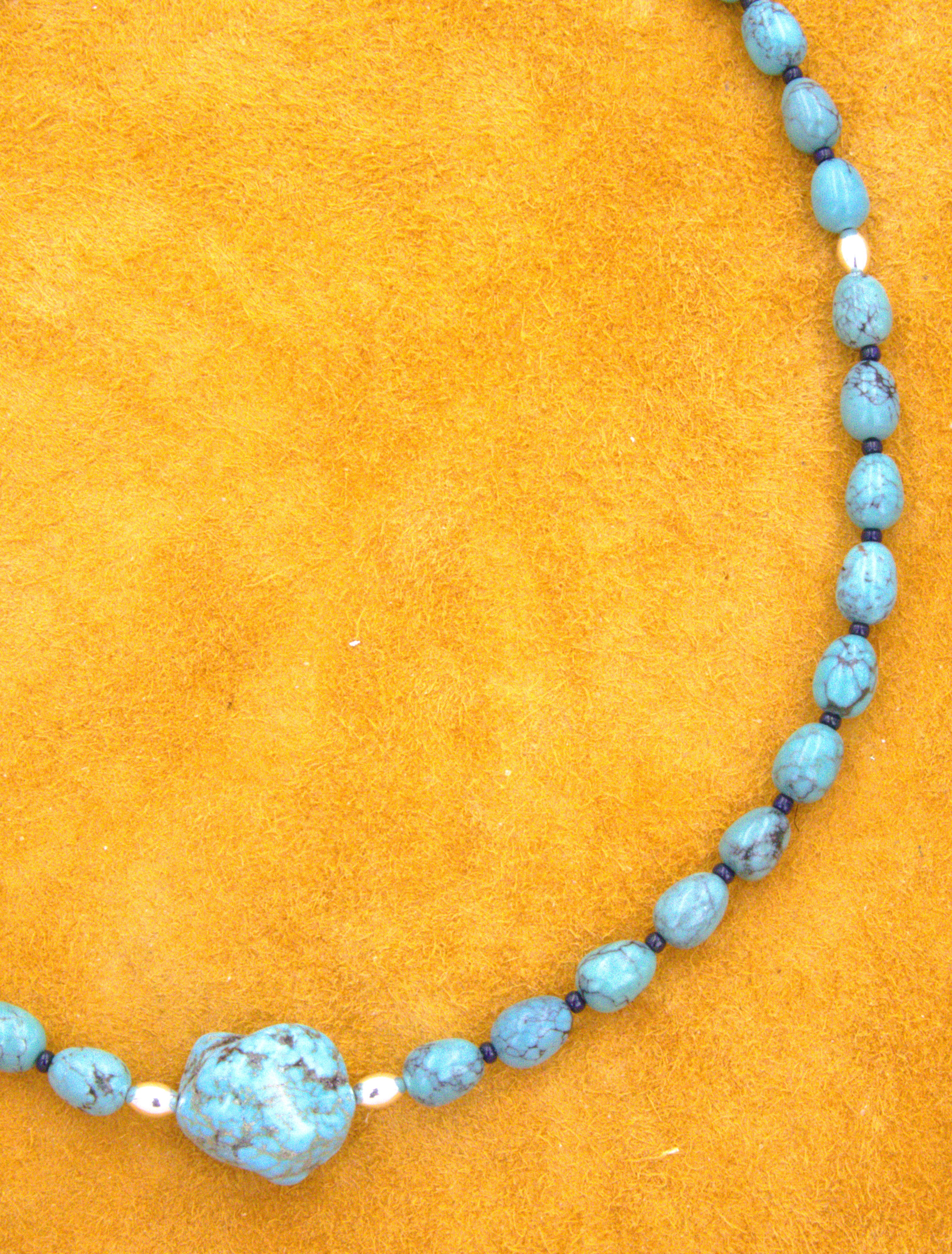 Petite Turquoise Choker Necklace 16" One of a Kind Turquoise Jewelry  NN41