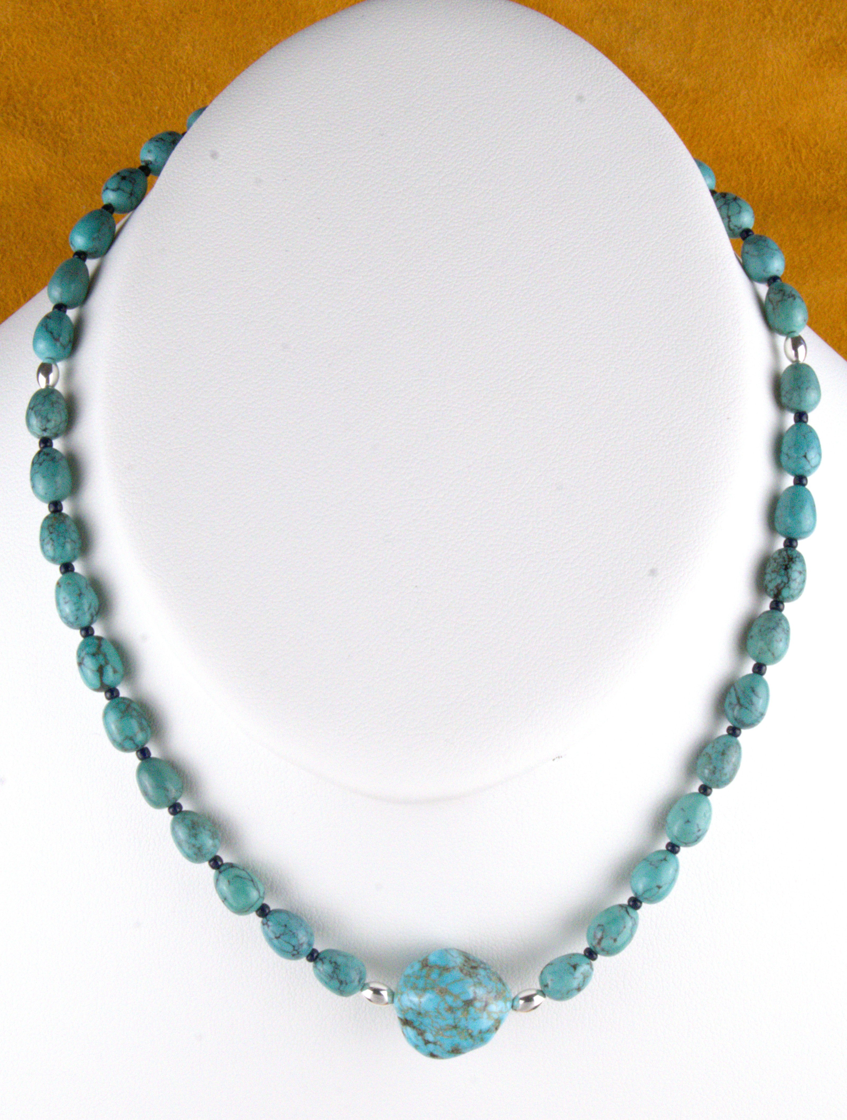 Petite Turquoise Choker Necklace 16" One of a Kind Turquoise Jewelry  NN41