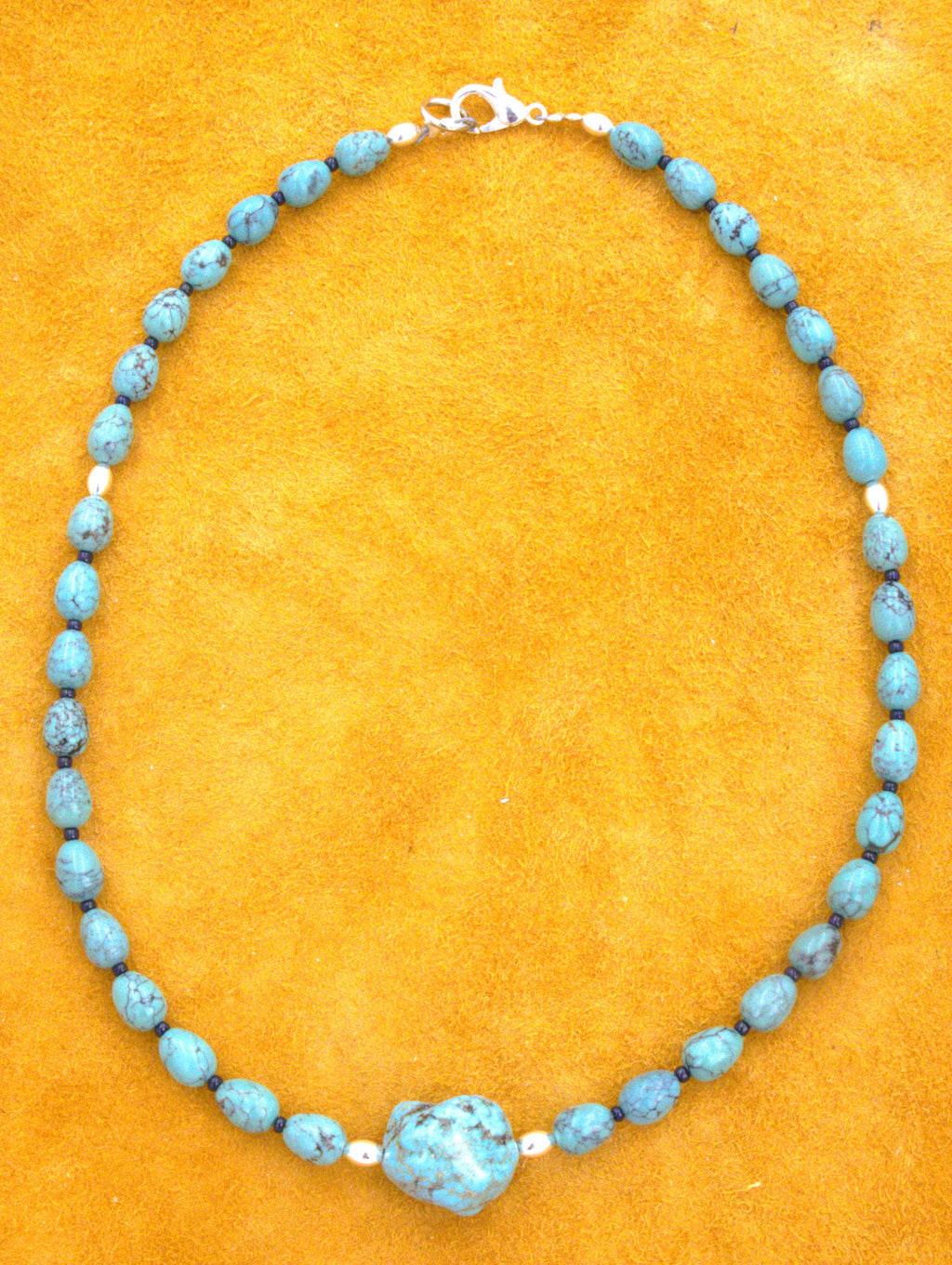 Petite Turquoise Choker Necklace 16" One of a Kind Turquoise Jewelry  NN41