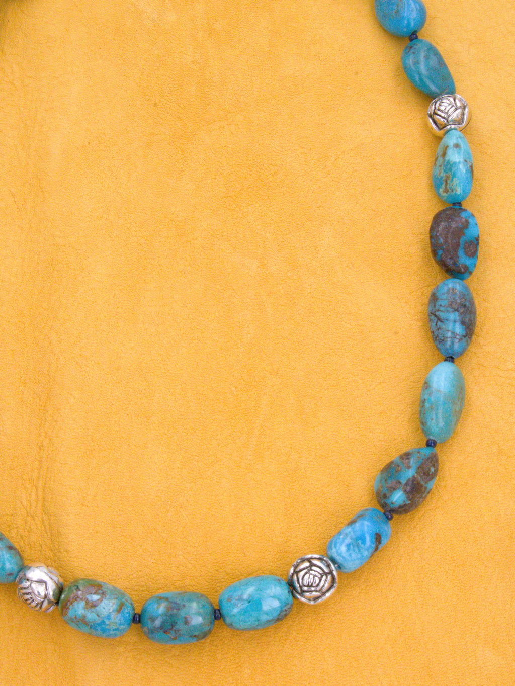 18 and 1/2" Medium Turquoise Nugget Necklace One-of-a-Kind Turquoise Jewelry  NN44