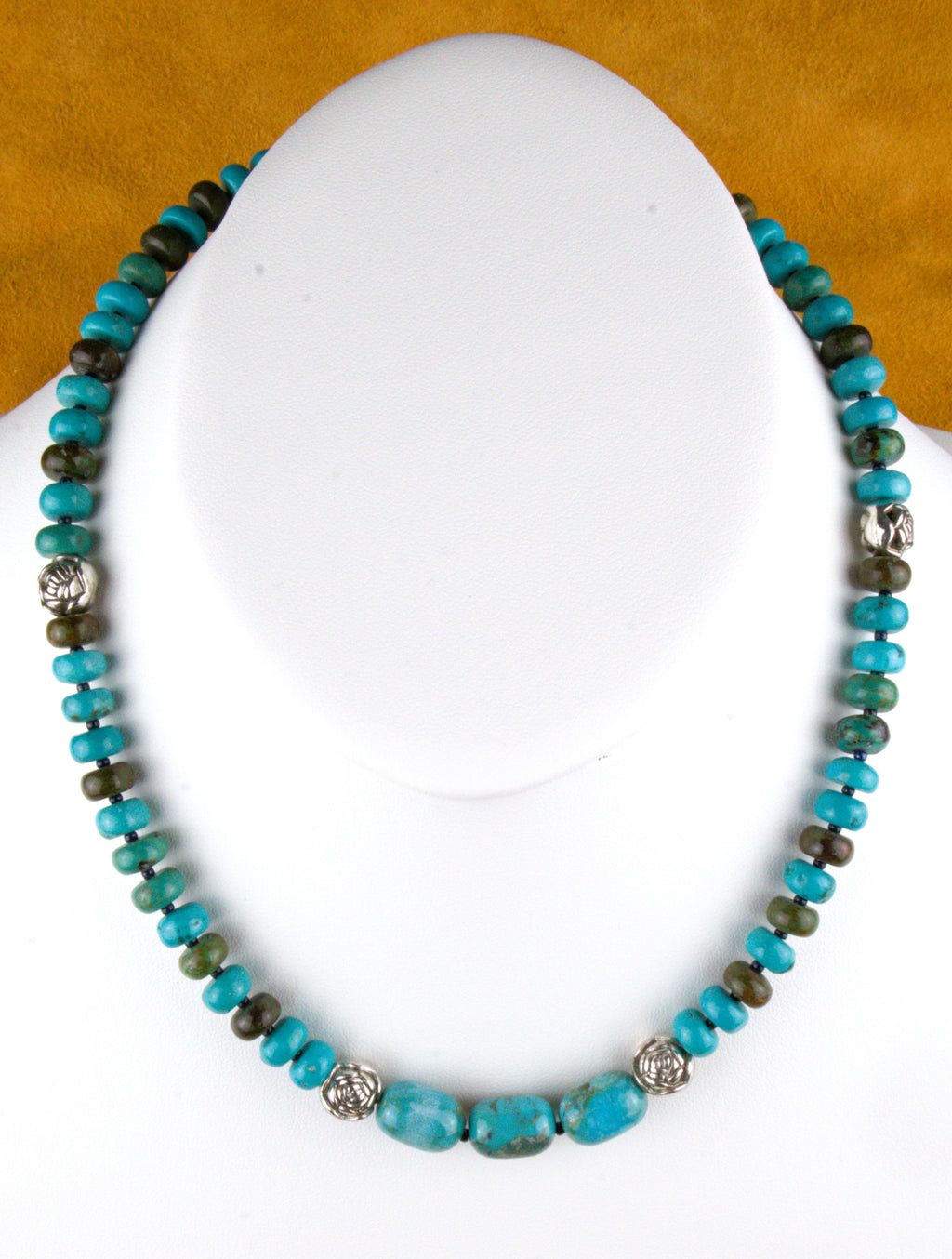 18 and 1/2" Turquoise Rondel Necklace One of a Kind  NN45
