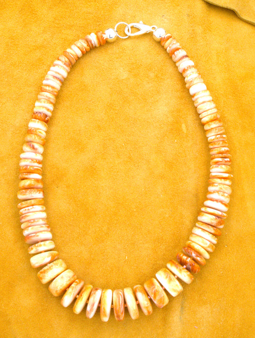 18 and 1/4" Spiny Oyster Shell Graduated Necklace  NN46