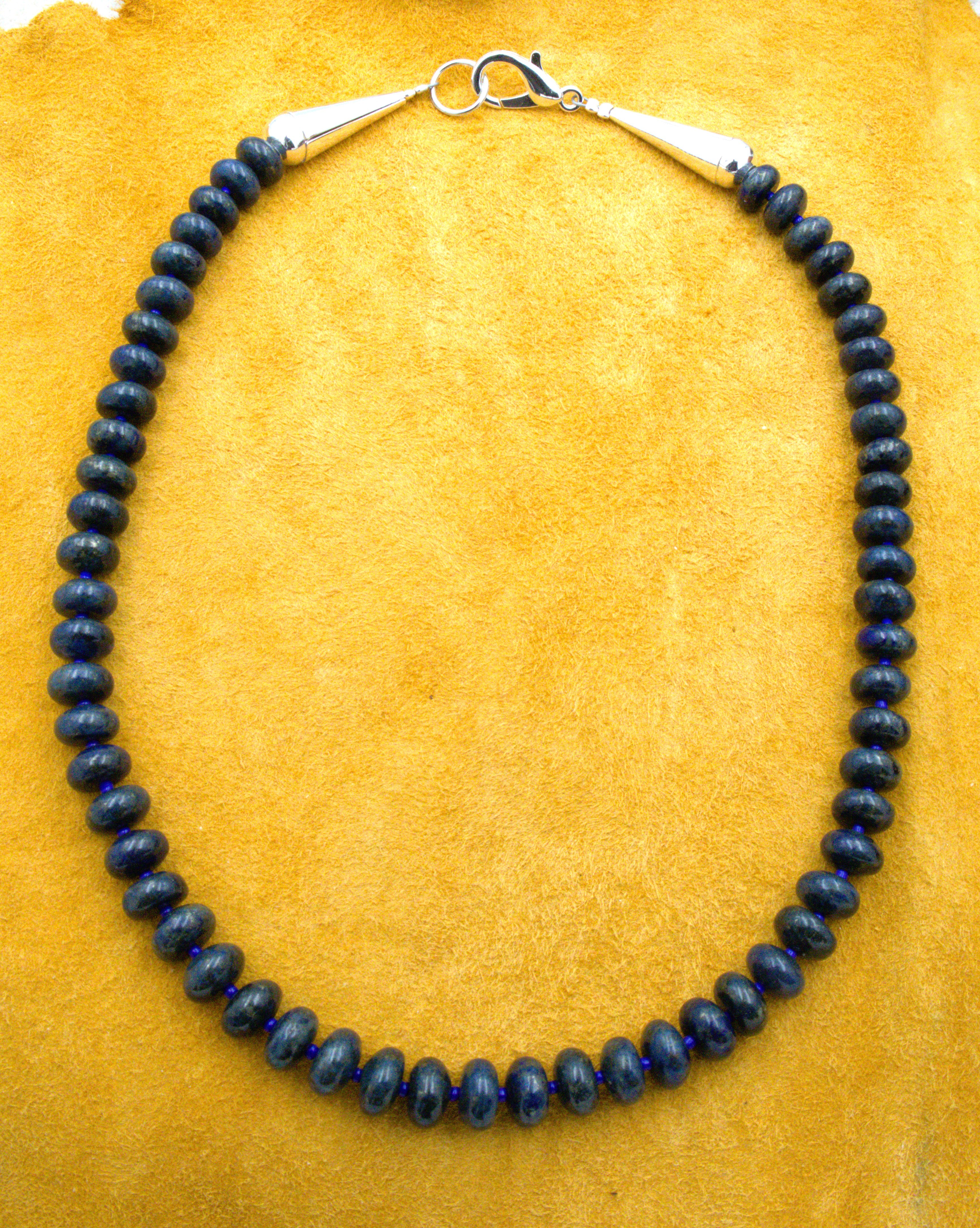 Southwestern Lapis Beaded Statement 20" Necklace  NN48