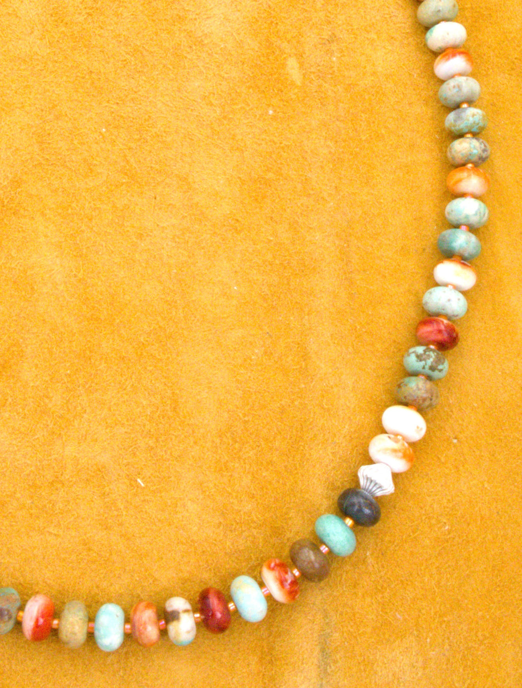 19 and 1/2" Turquoise and Spiny Oyster Shell Necklace  NN49
