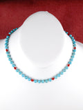 Turquoise and Red Coral 18" Beaded Necklace  NN49