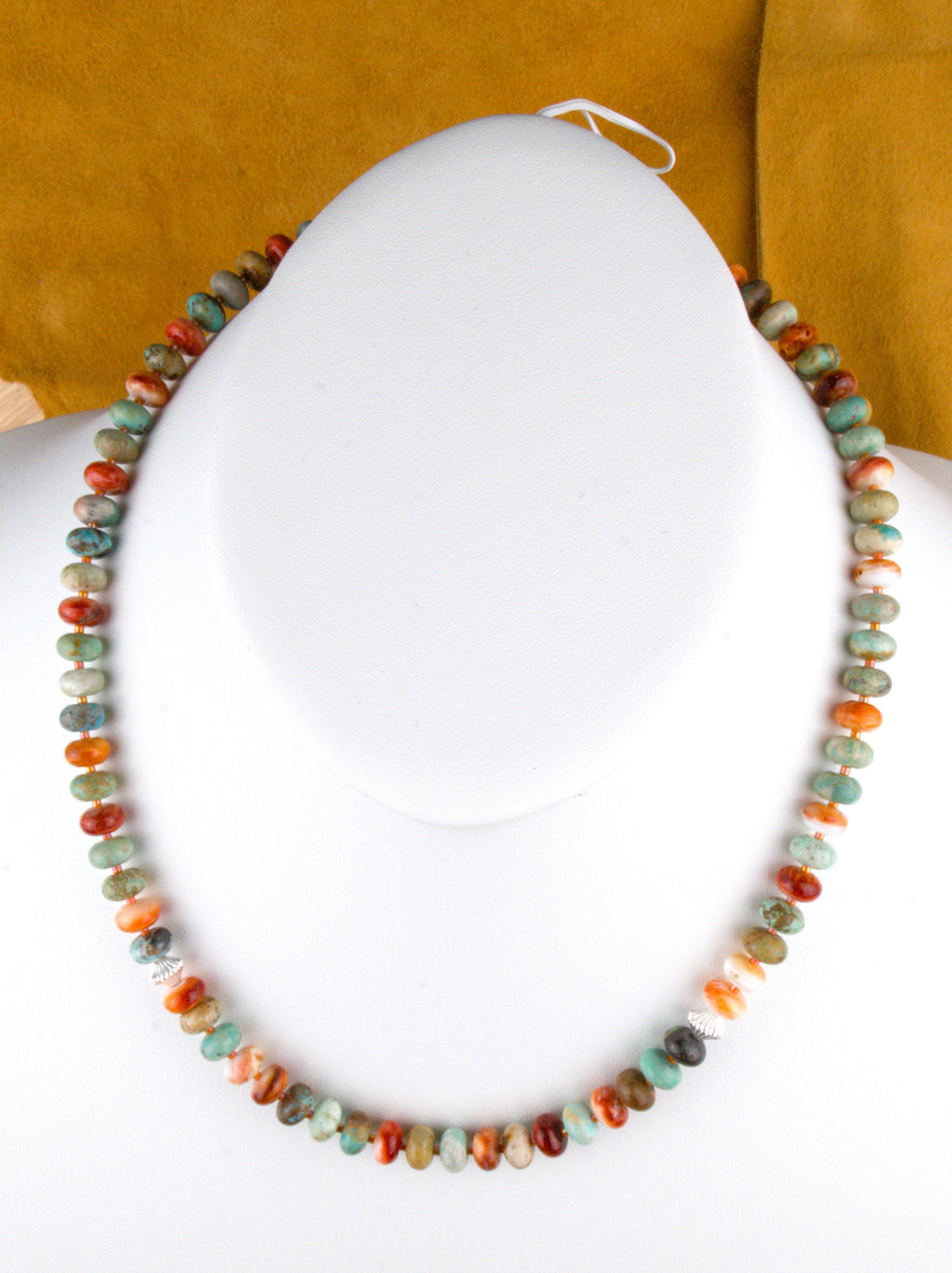 19 and 1/2" Turquoise and Spiny Oyster Shell Necklace  NN49