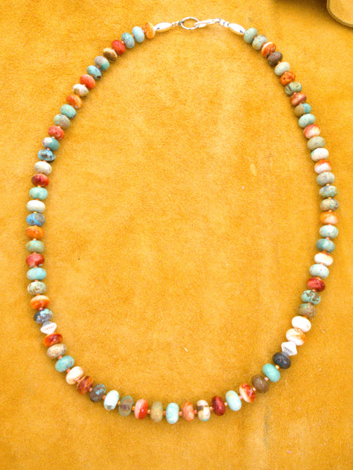 19 and 1/2" Turquoise and Spiny Oyster Shell Necklace  NN49