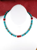 Turquoise and Red Coral 20" Beaded Necklace  NN50