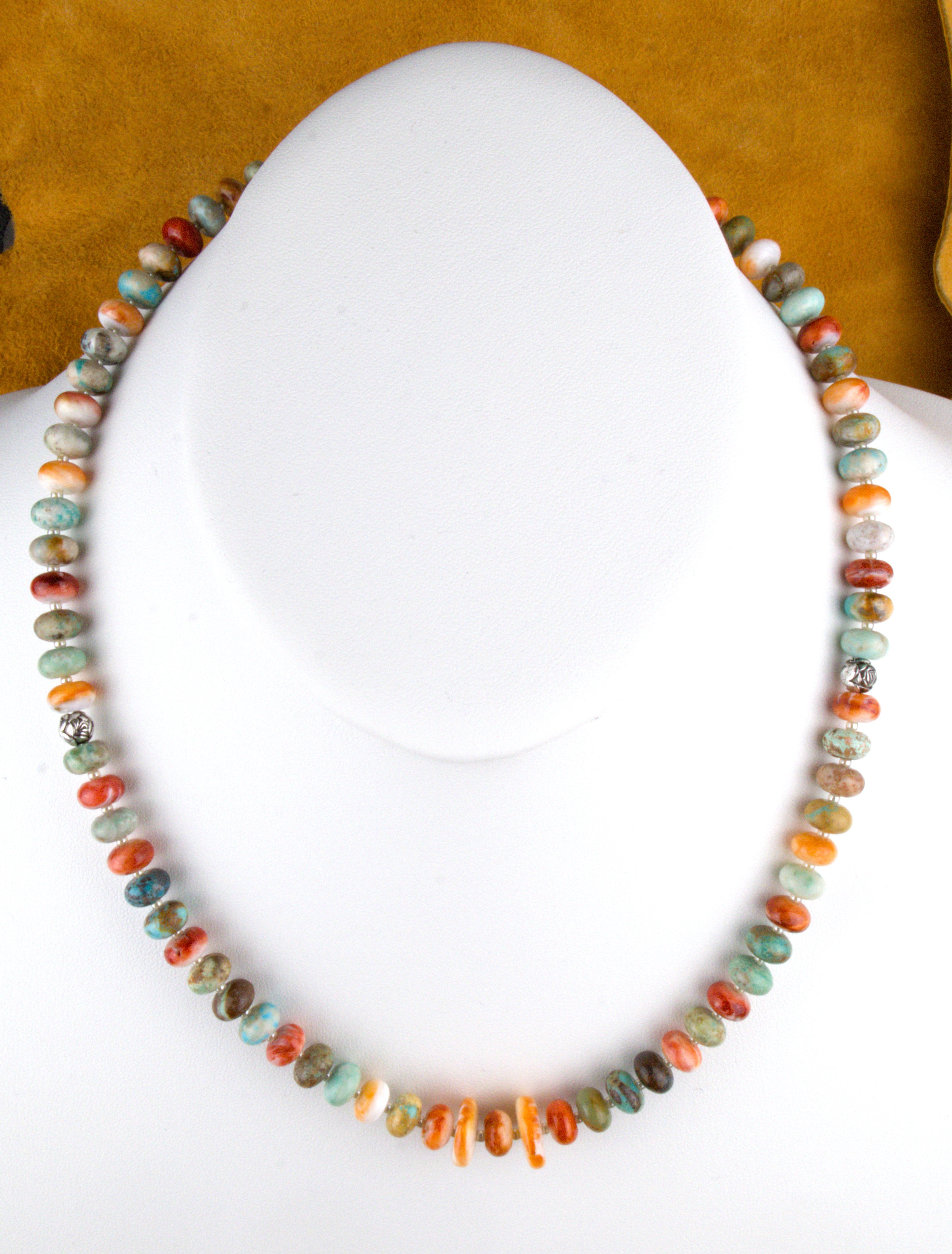 20" Turquoise and Spiny Oyster Shell Necklace  NN50