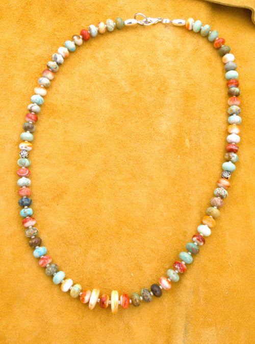 20" Turquoise and Spiny Oyster Shell Necklace One-of-a-Kind Turquoise Jewelry  NN50