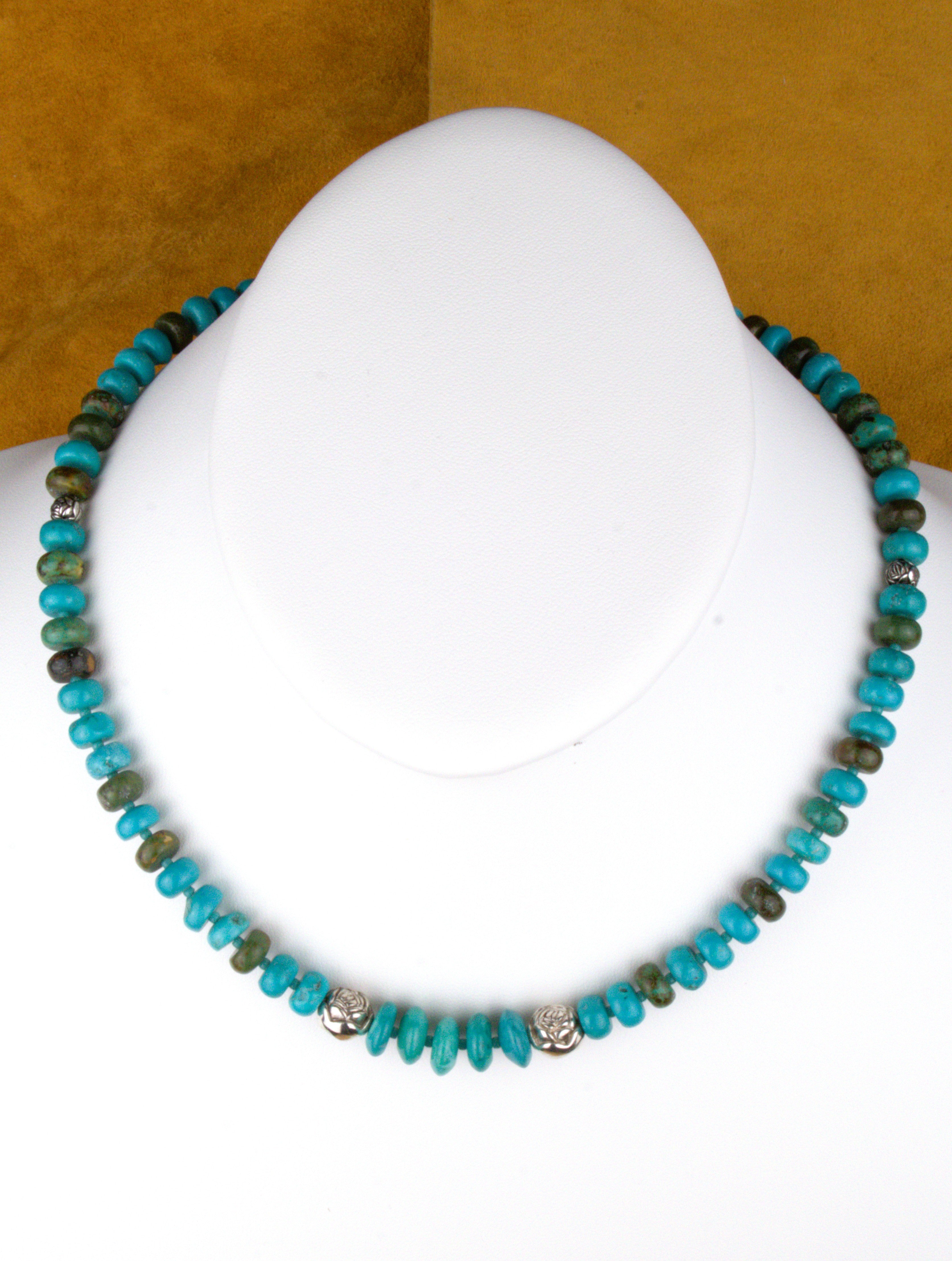 19" Turquoise rondel necklace  NN53